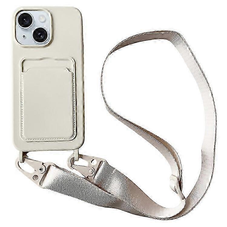 Soft Silicone Crossbody Phone Case Compatible with iPhone 15 Plus Built in Card Holder