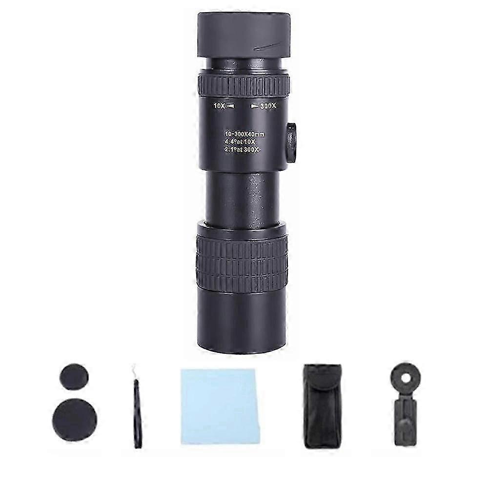 10-300x40 HD Monocular Telescope - Compact & Portable with Mobile Phone Adapter