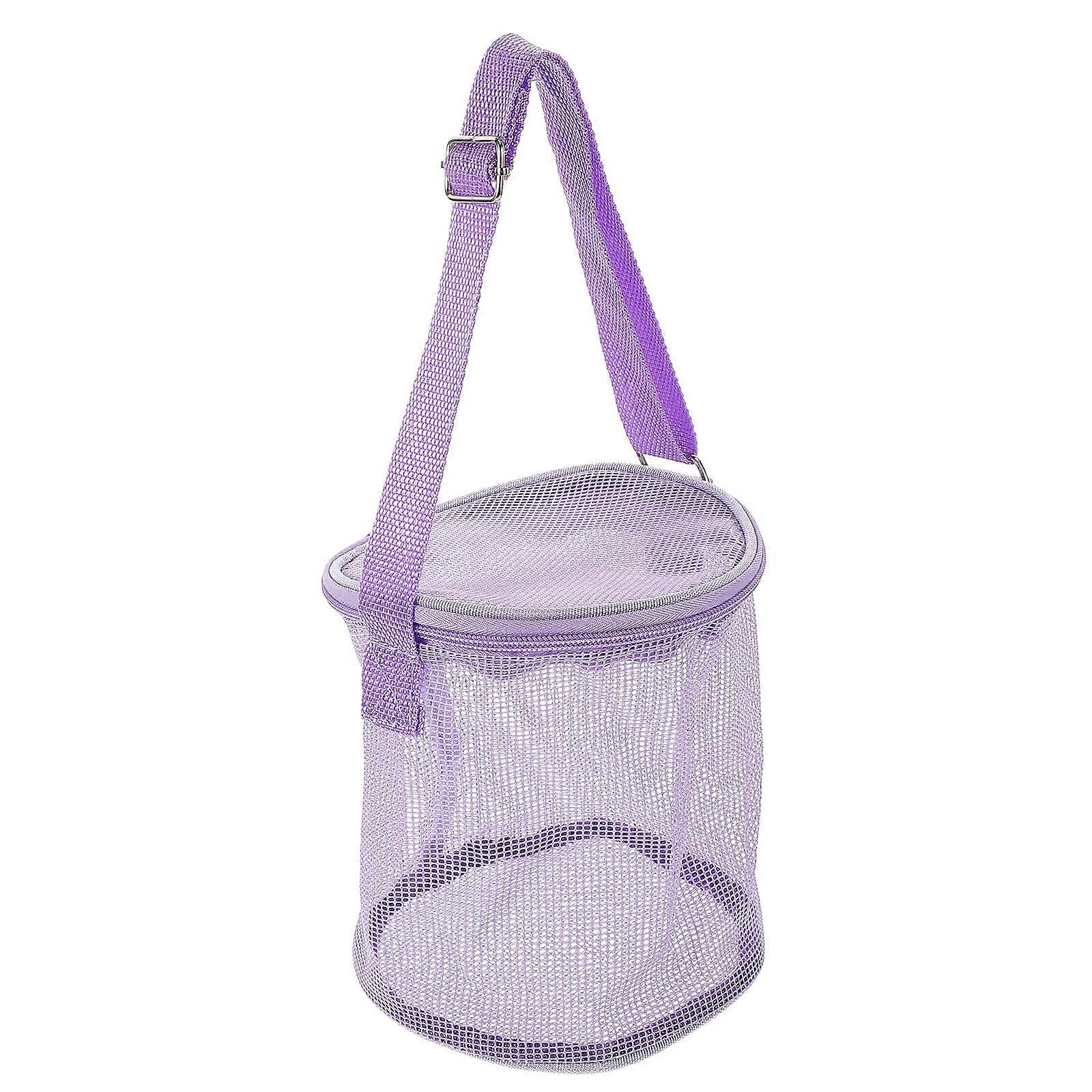 Round Shape Kids Beach Tote Organizer Ideal For Outdoor Activities Purple Color 1Pcs For Storing Beach Toys
