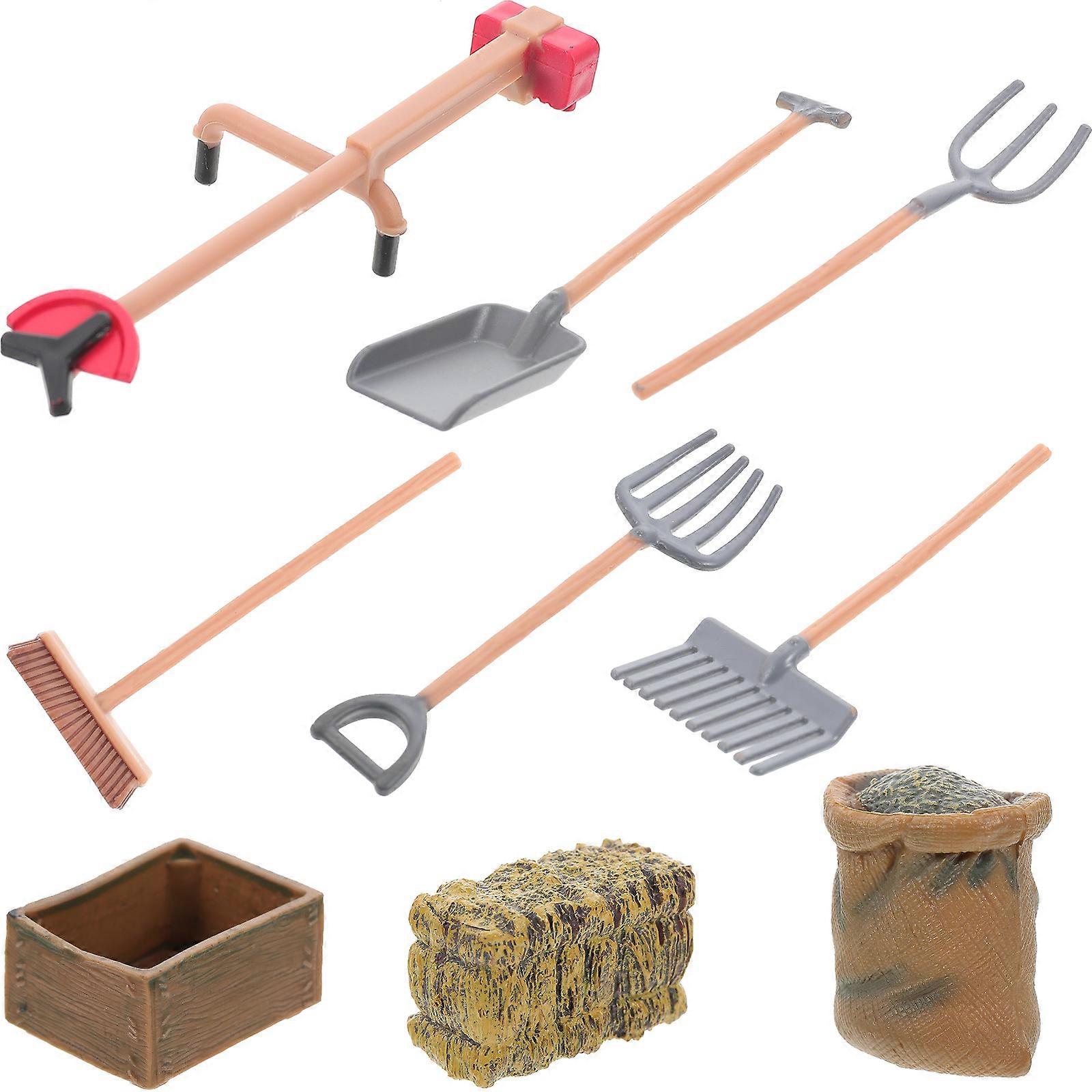 9Pcs Mini Farm Tools Toy Accessories Mini Garden Tools for Desktop Decor