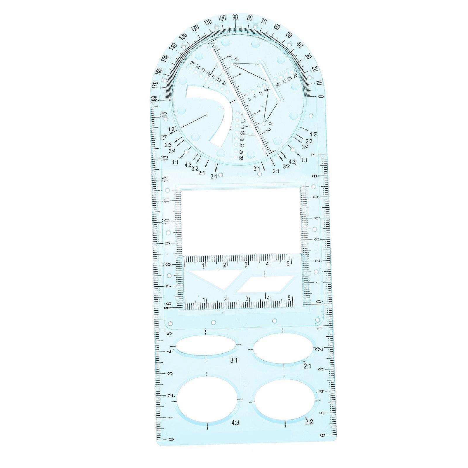 Versatile Multi-Functional Drawing Ruler Plastic Draft Ruler Ideal For Professional Use 1Set