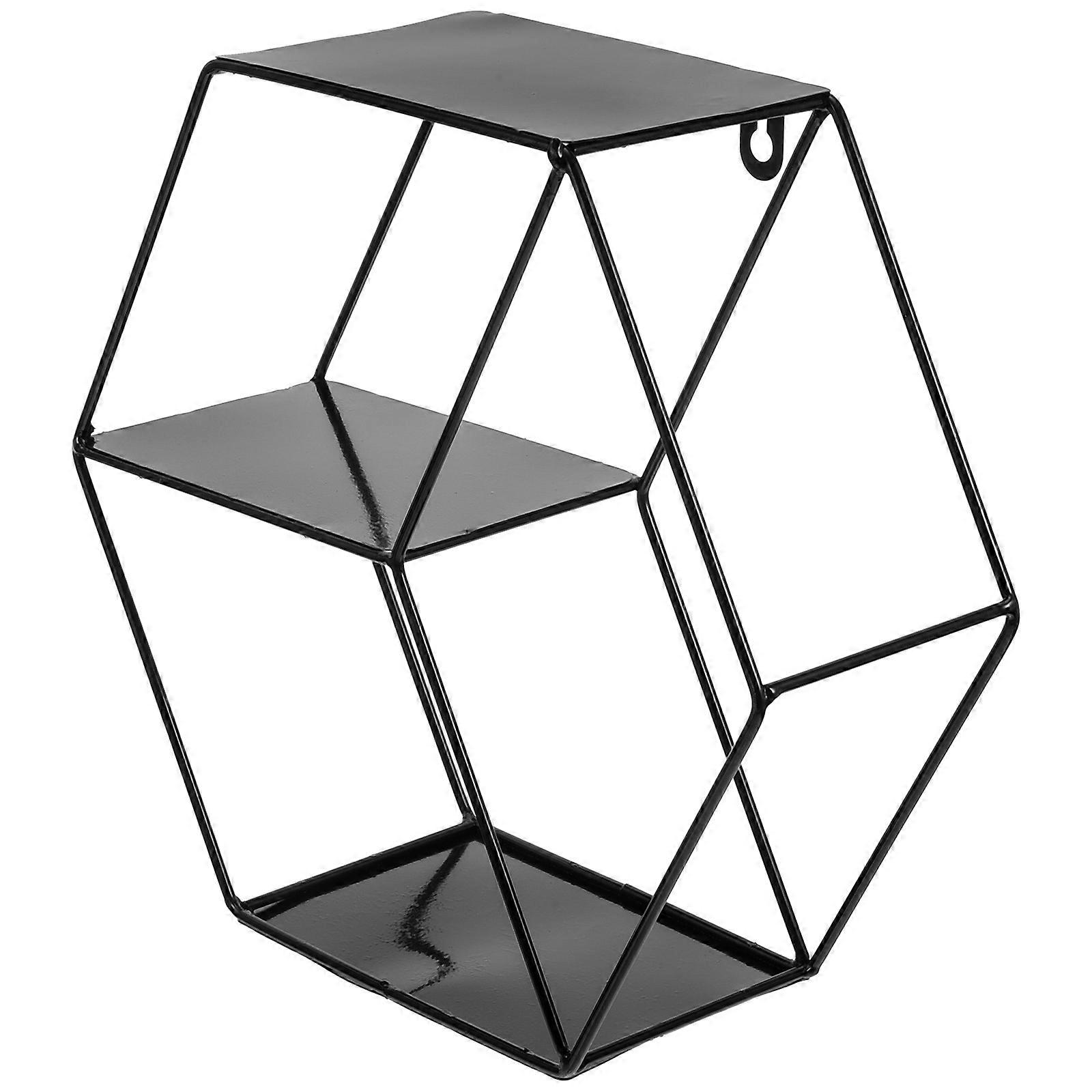 Hexagon Shape Decorative Rack For Storage Use In Dormitory And Office Environments Featuring Wall Decoration 1Pack