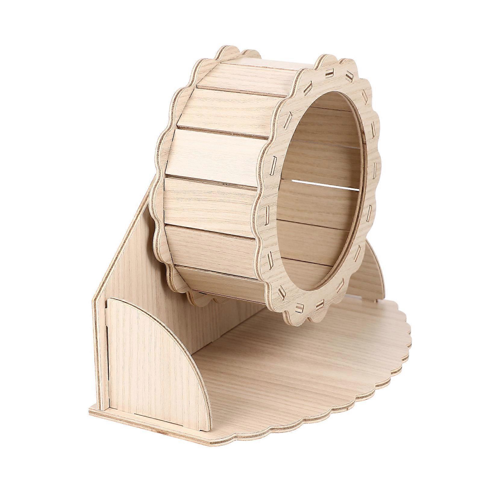 Silent Hamster Wheel Hamster Exercise Wheel Indoor Pet Activity Round Shape Khaki Wood Exercise 1 Set