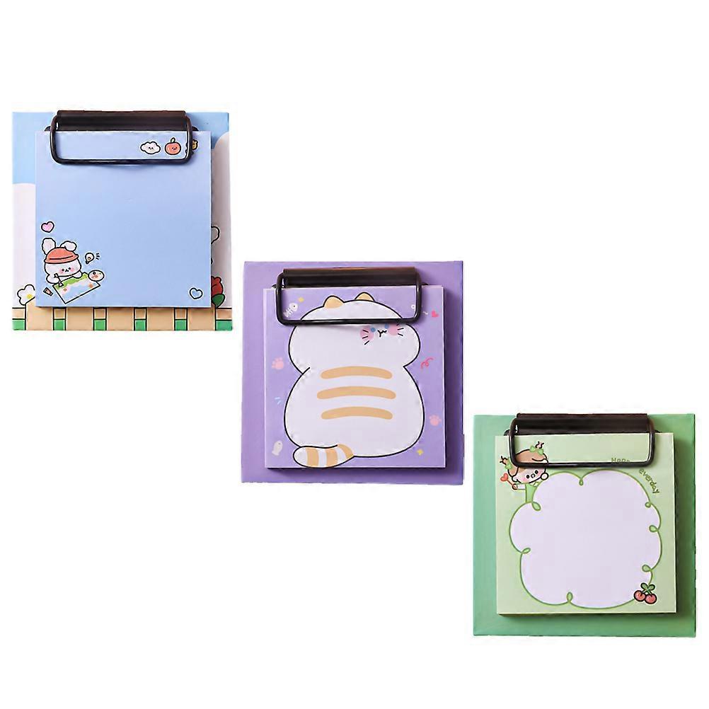 Animal Cartoon Self-Stick Notes 3Pcs Notepad For Students Teachers Assorted Color Square Organizing