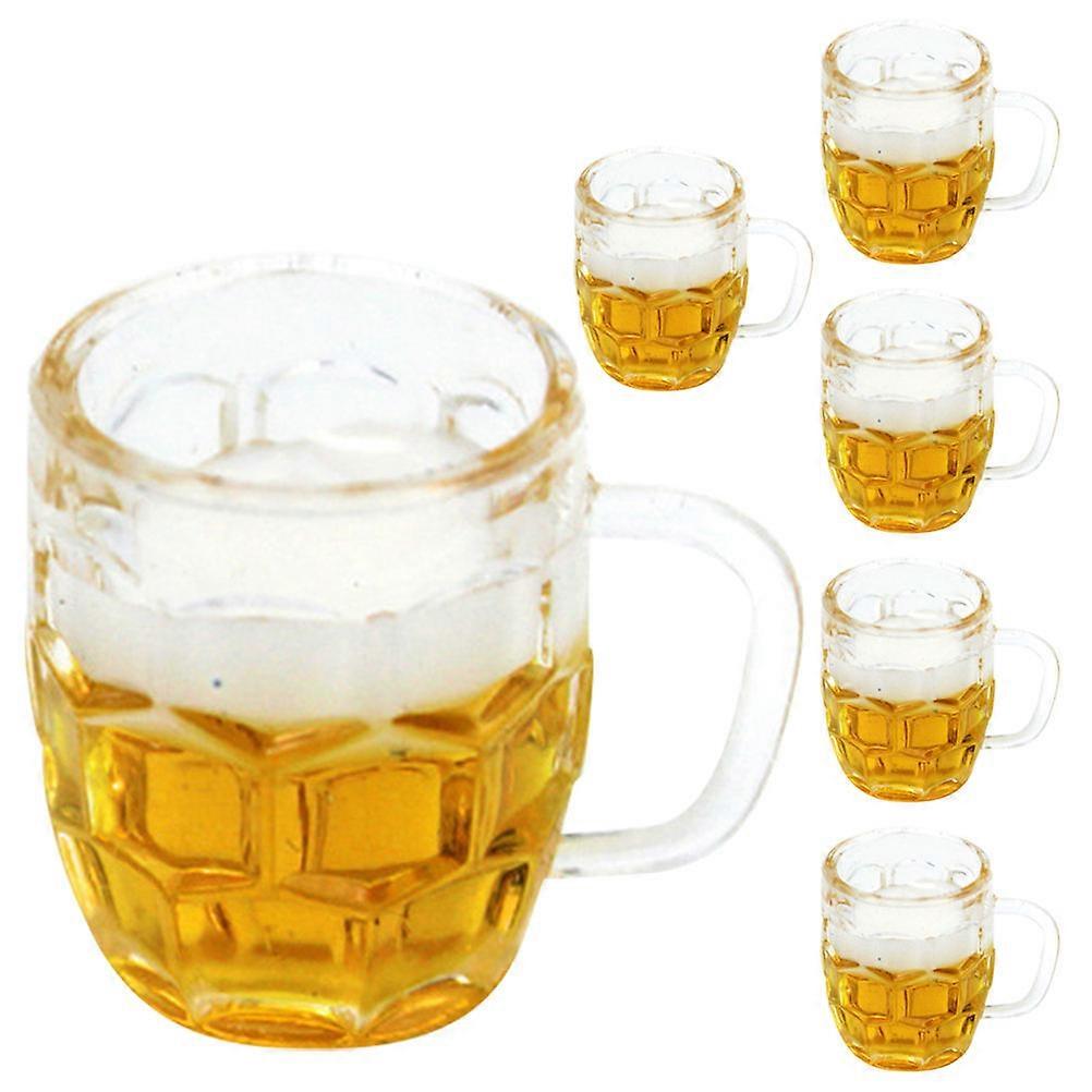 6pcs Resin Mini Beer Mugs Realistic Tiny Cups Dollhouse Decor Craft Accessories for Miniature Scenes and Photo Props