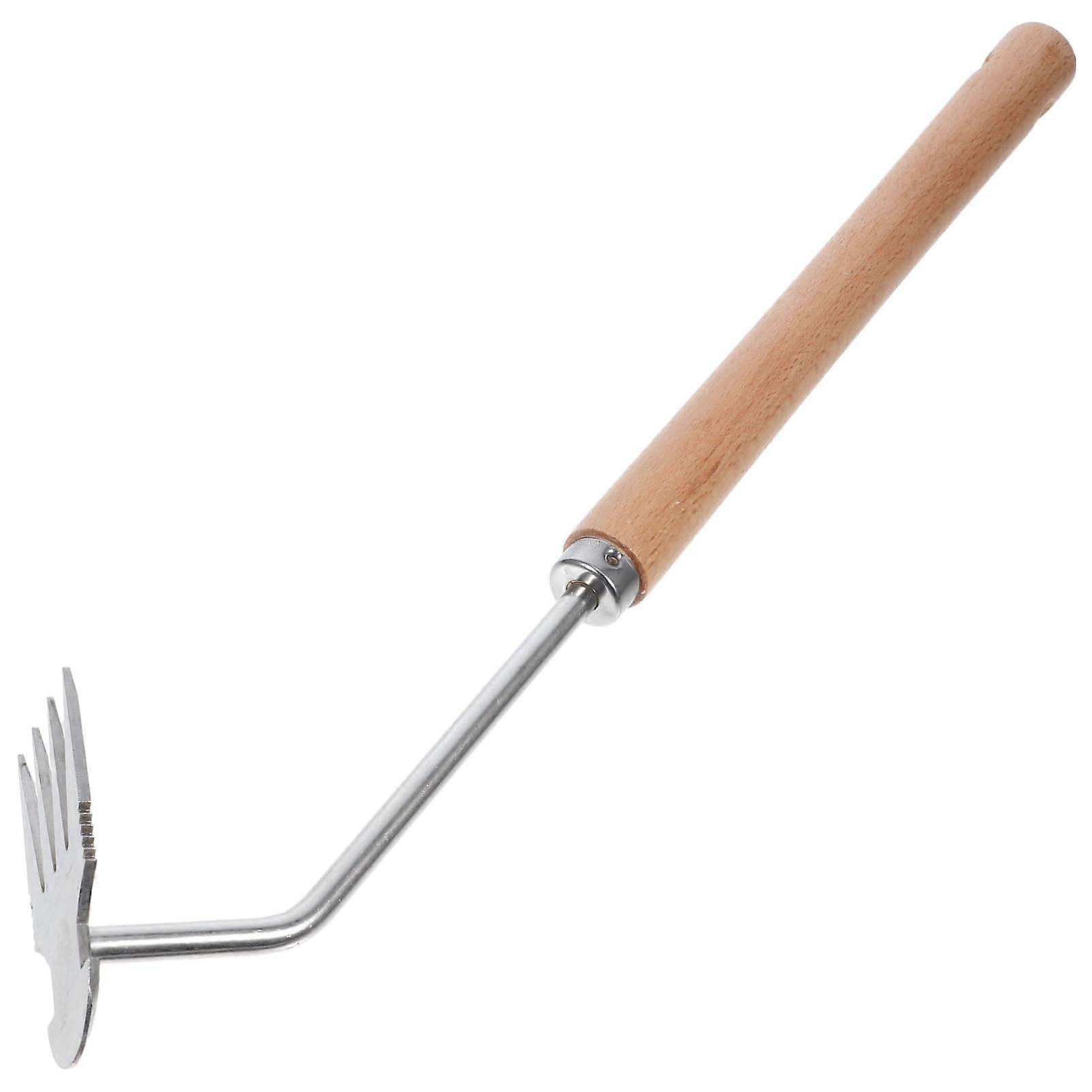 Garden tool weed puller hand weeder with wooden handle effectively removes deep roots for garden lovers.