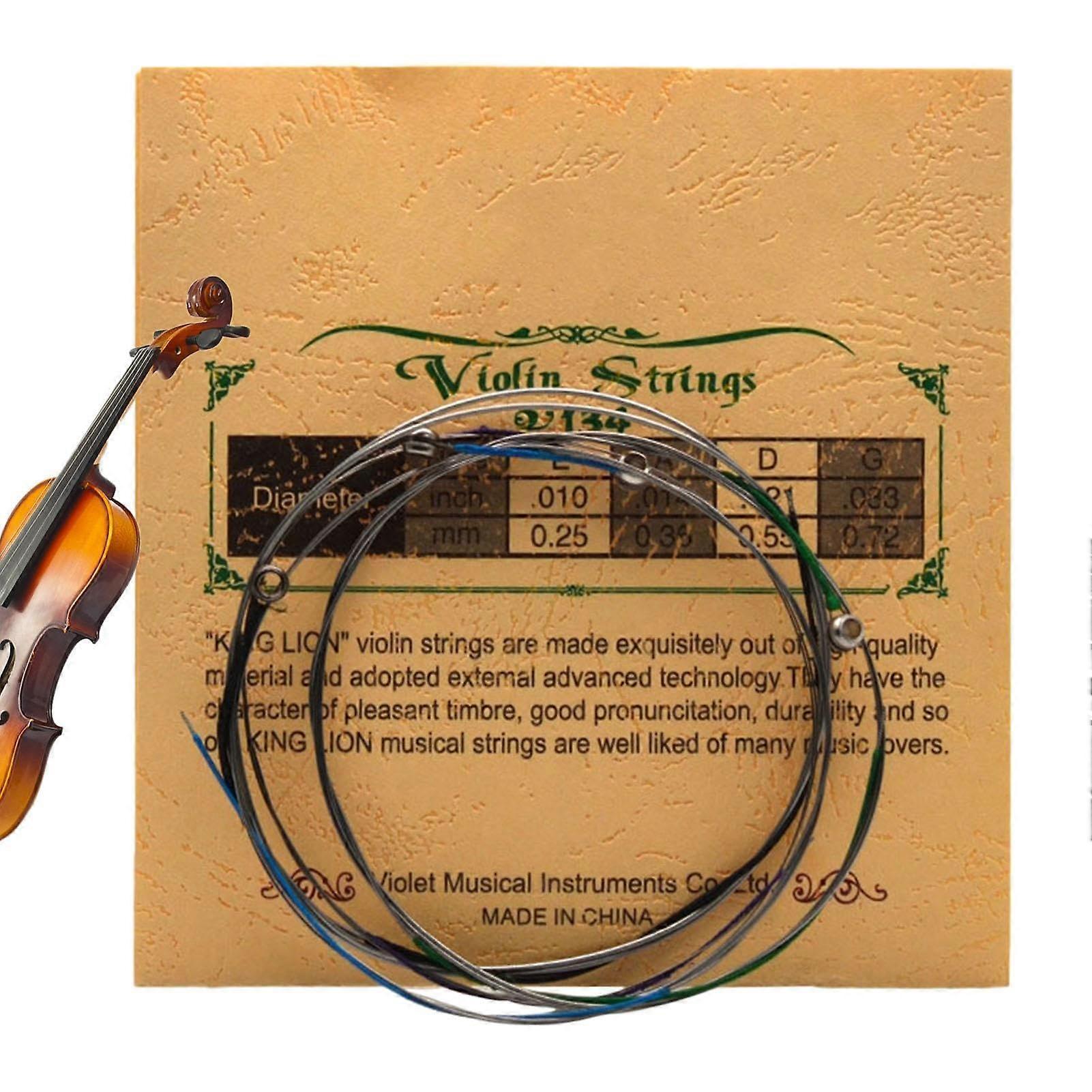 Replacement Violin Strings Solid Steel Core Handmade Fiddle Strings Rich Tone for 4/4 Violins