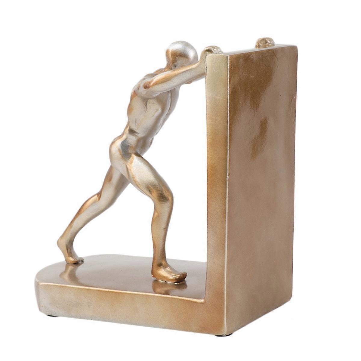 Creative Bookend in Golden Color Made of Synthetic Resin for Storage Use Ideal for Home Office or Classroom