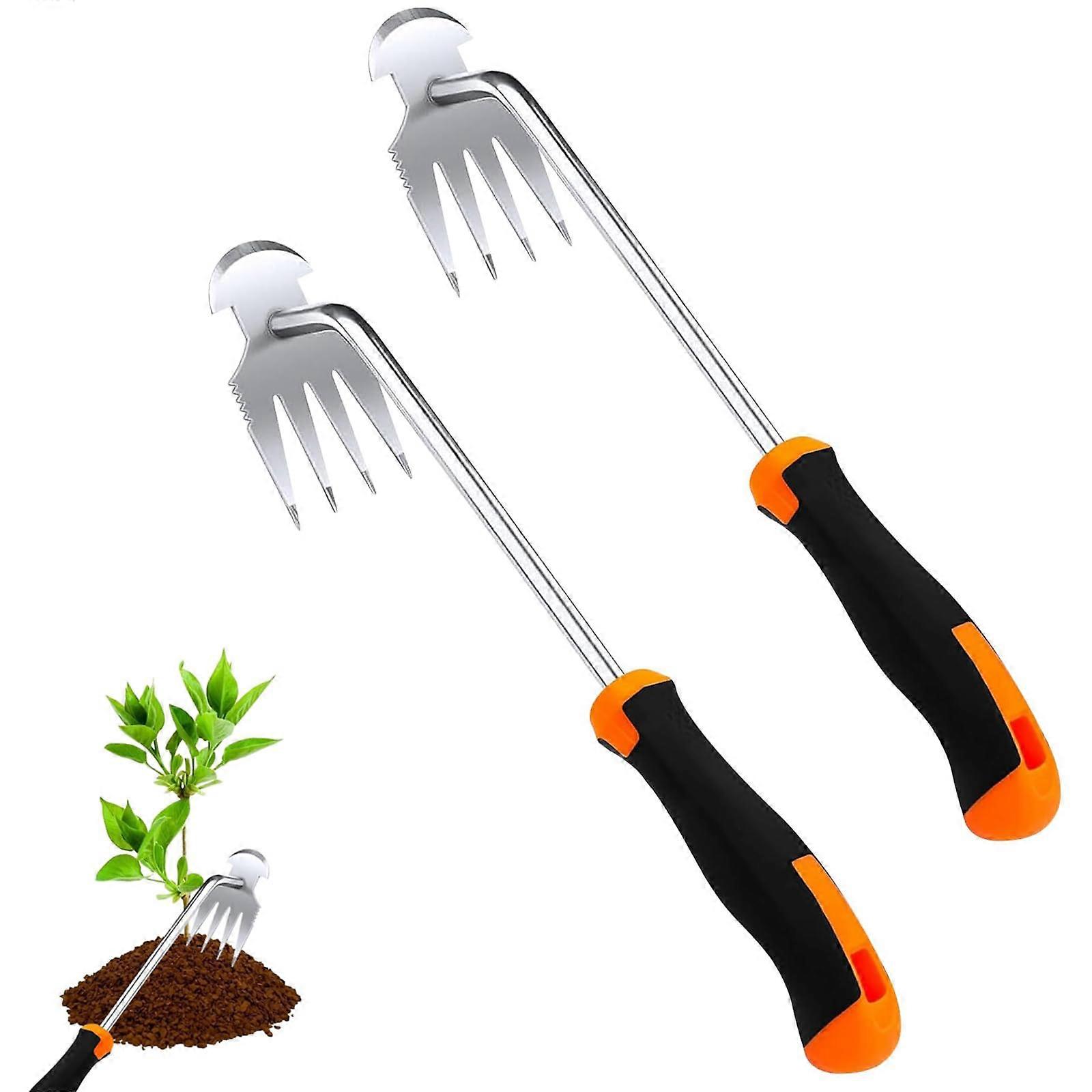 Weeder 2 Piece Stainless Steel Weed Remover With Joint Scraper And Handle Weed Claw For Digging Transplanting Weeding