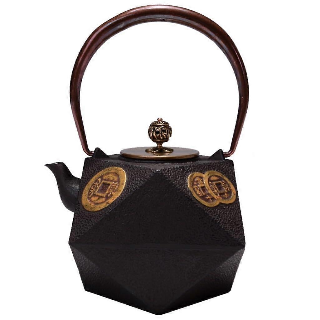 Japanese Cast Iron Teapot 1200ML Handmade Kettle for Tea Brewing, Durable Chinese Style Tea Pot, Black Color