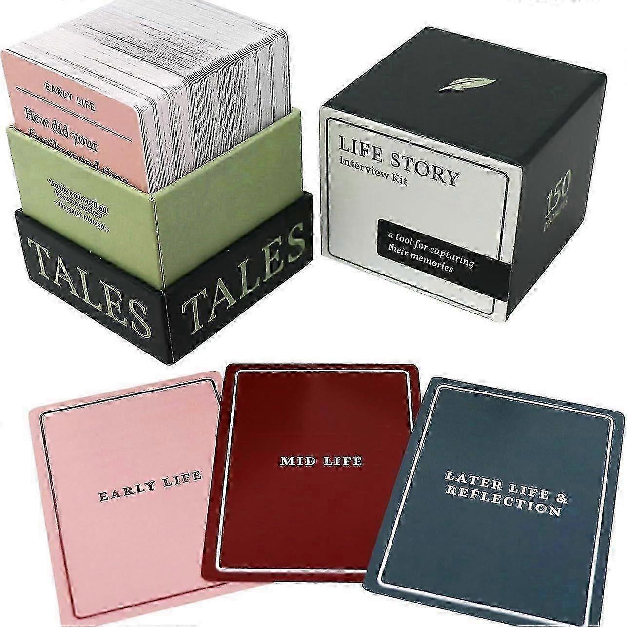 Life Story Interview Kit Tales Life Story Interview Kit Cards 150PCS Tales Card Deck for Family Nights Memory Sharing Game to Know More About Parents