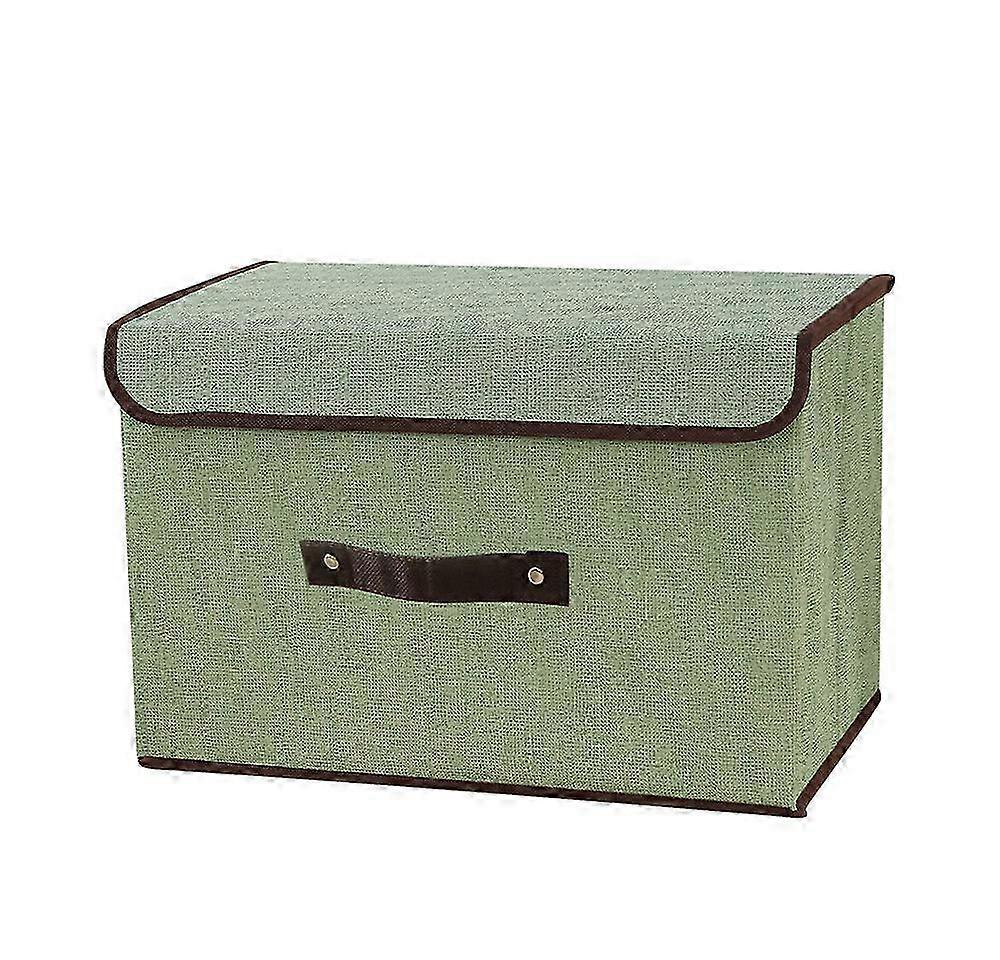Storage Box with Fabric Lid, Collapsible Office Storage Crate - Set of 2 - Light Green