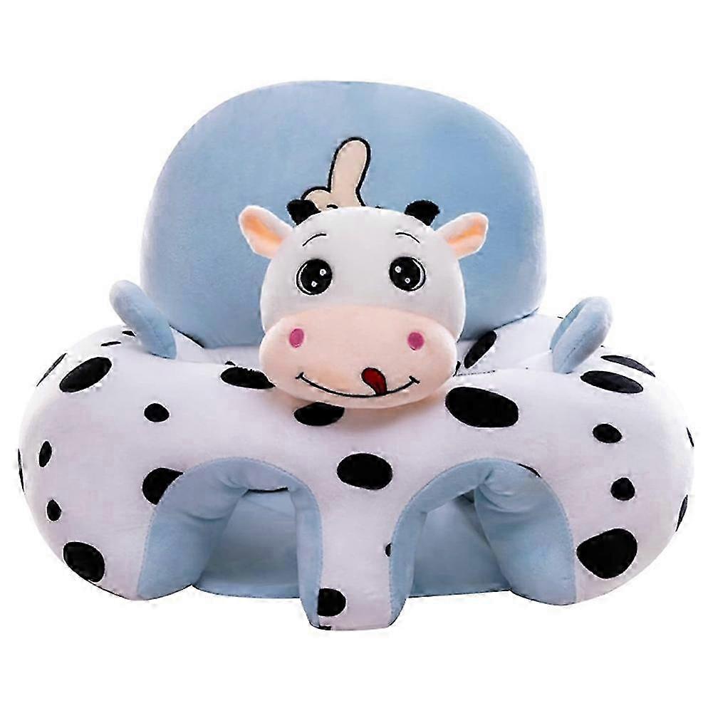 Baby Sofa Support Chair with Soft Plush, Cartoon Animal Design for Baby Sitting, Learning Seat in Blue