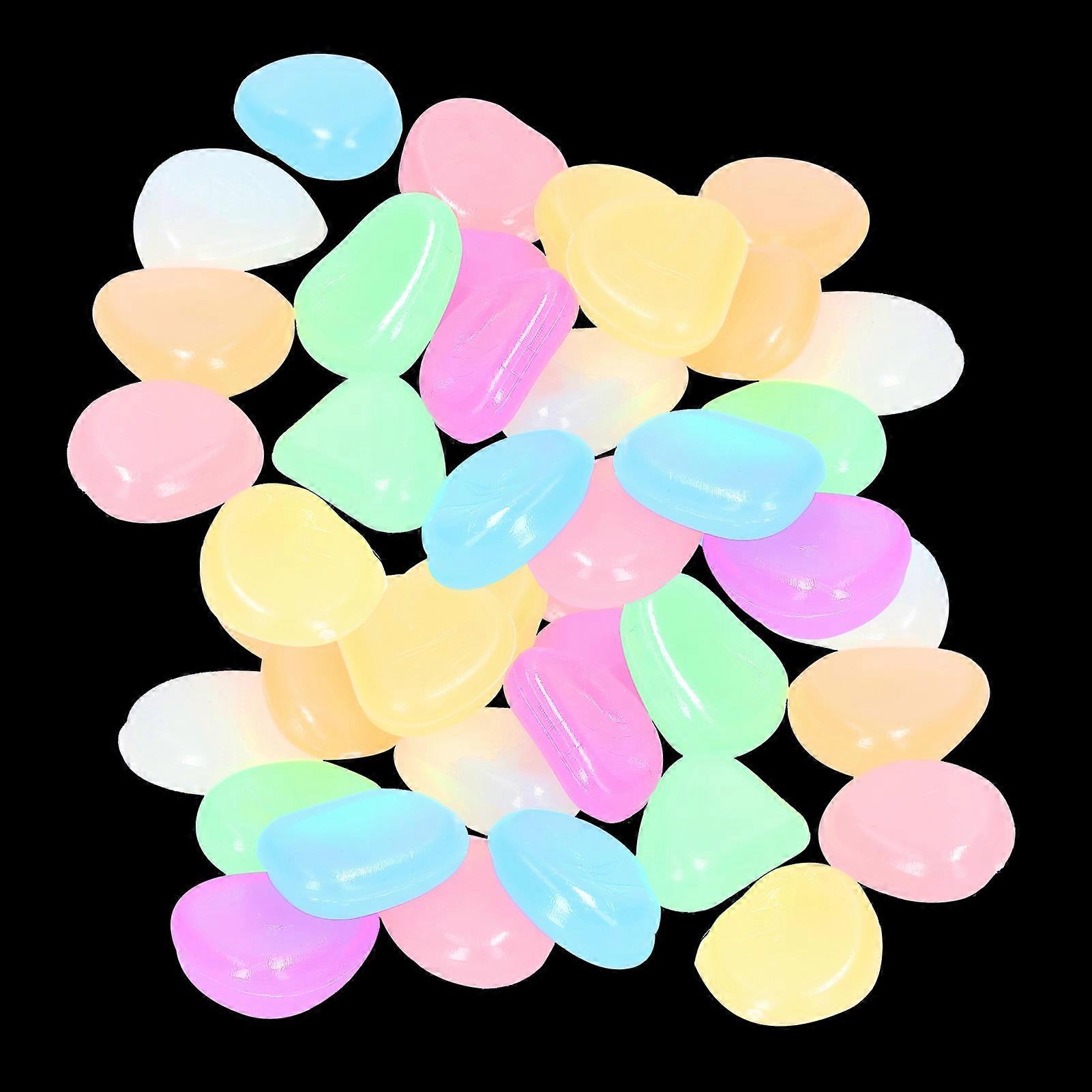 500pcs Artificial Fluorite Garden Pebbles for Walkways Aquarium Decor Plants Self-Luminous Stones Glow in the Dark