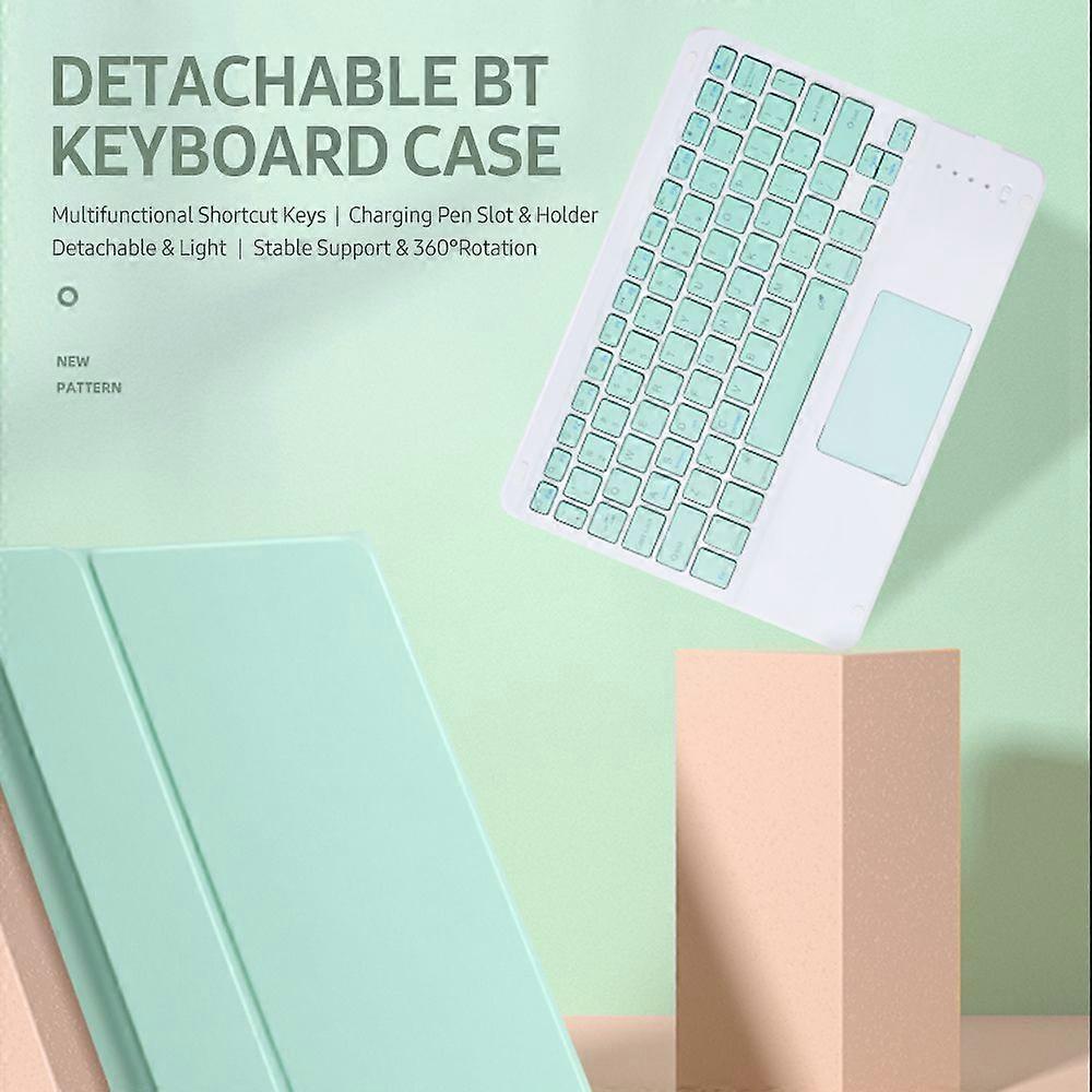 Detachable BT Keyboard Case with Touchpad Charging Pen Slot Compatible with iPad Pro11 2018/2020/ iPad air4 2020 Green