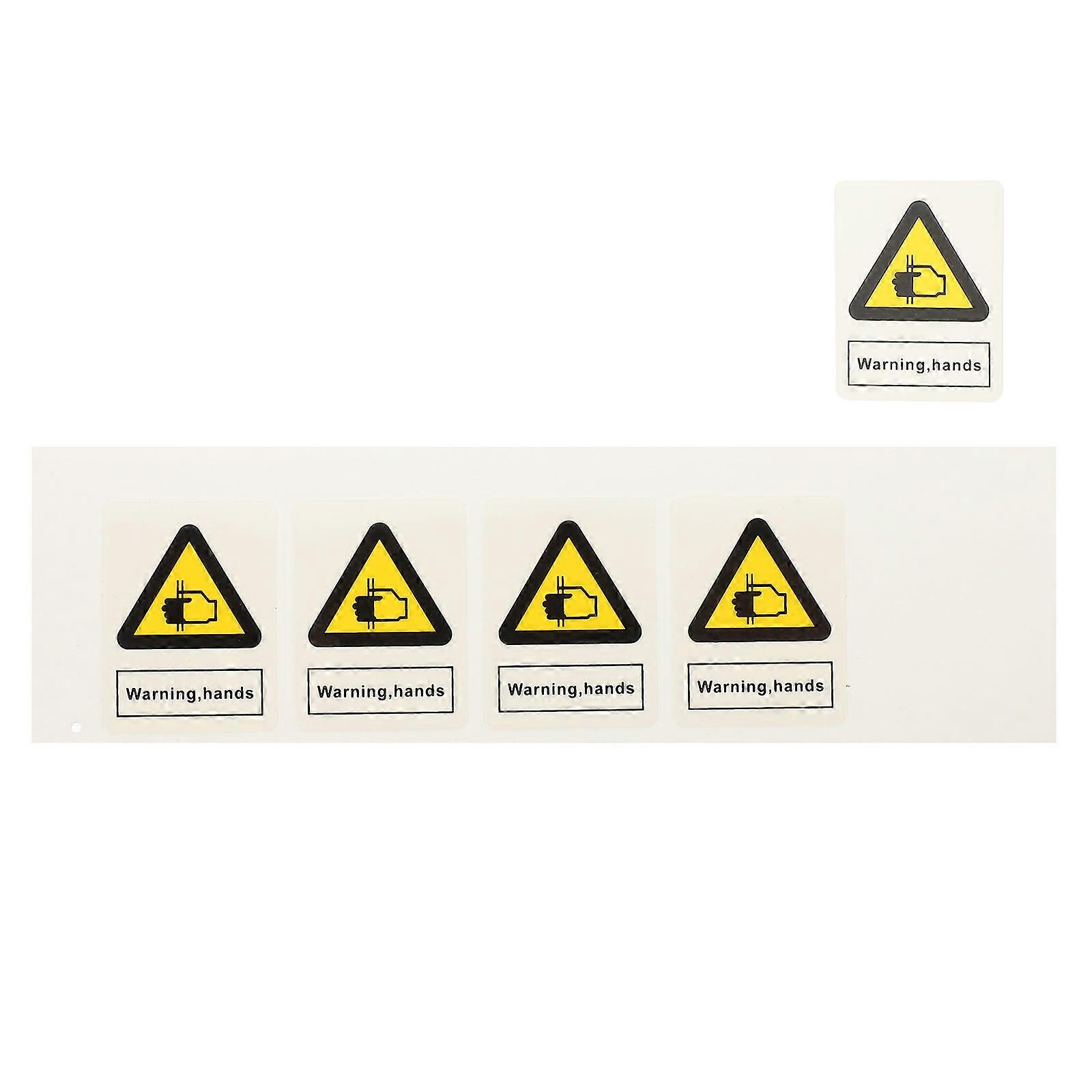 Warning Hand Safety Sticker Machines Industrial Use Pp Synthetic Paper Yellow for Safety Caution 5Pcs