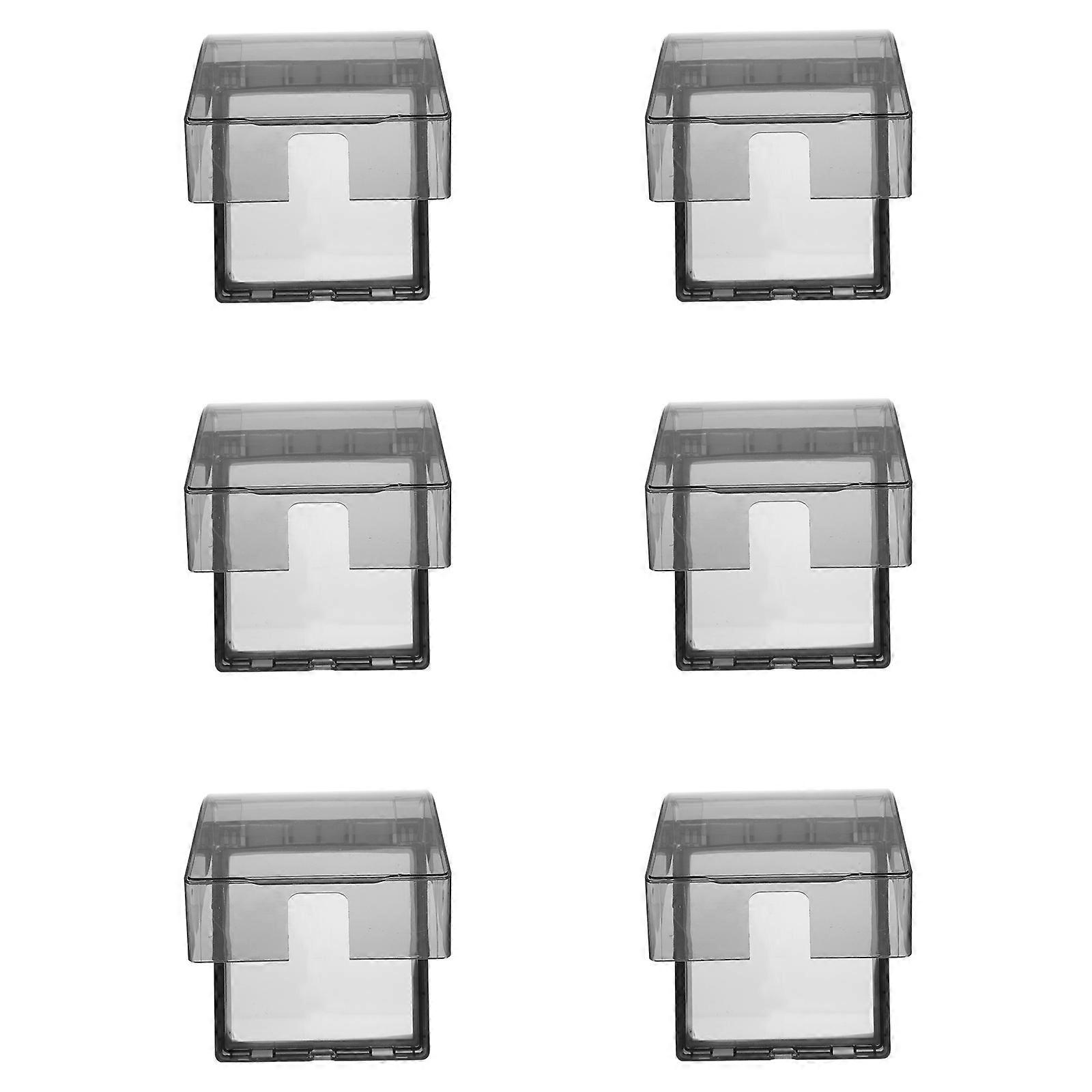Square Waterproof Protective Cover for Wall Socket Covers in Living Room Black Pc Material with Surface Protection Function 6Pcs