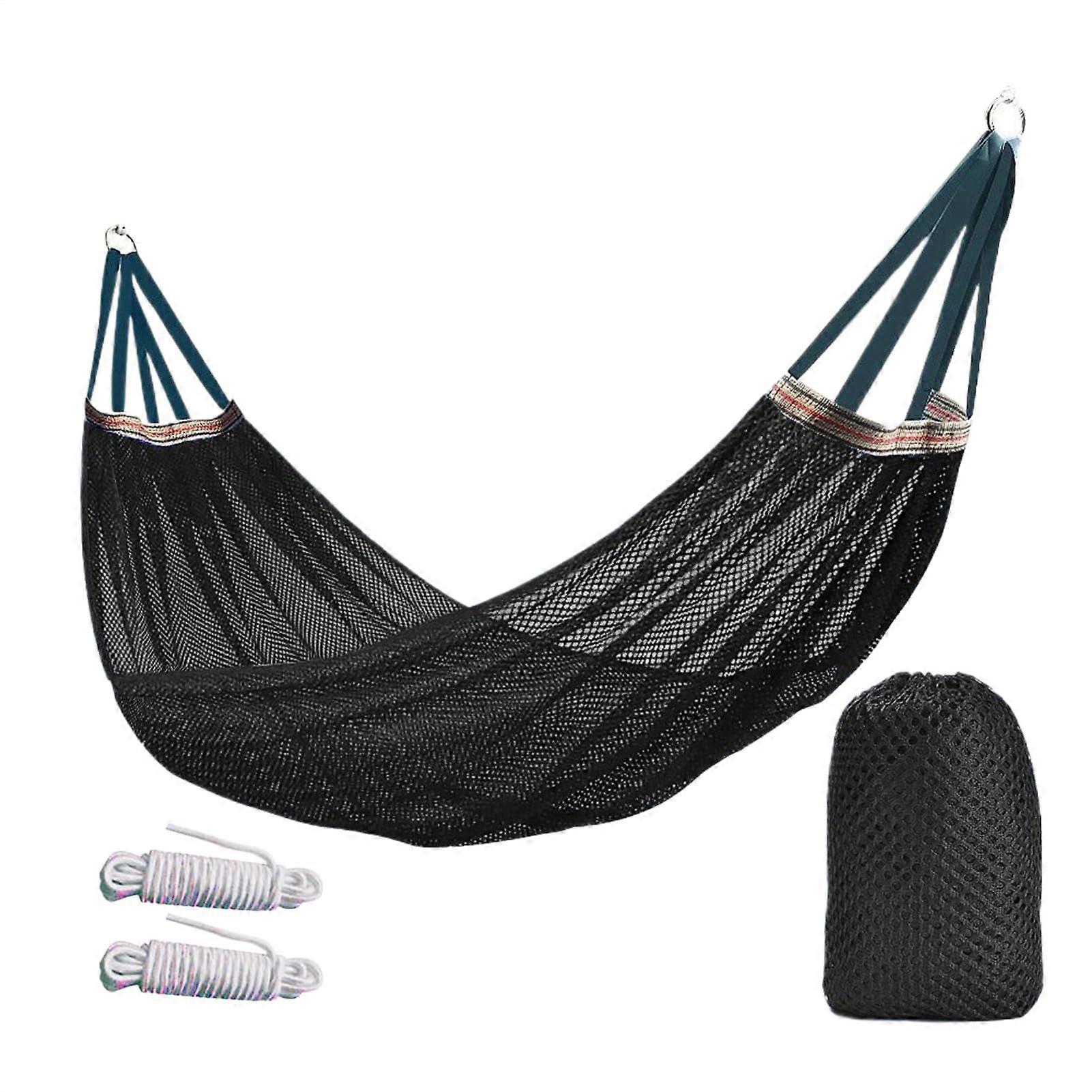Camping Hammock Netting Tree Hammock For Outside, Breathable Outdoor Tree Swing Furniture, Black Backpacking Friendly