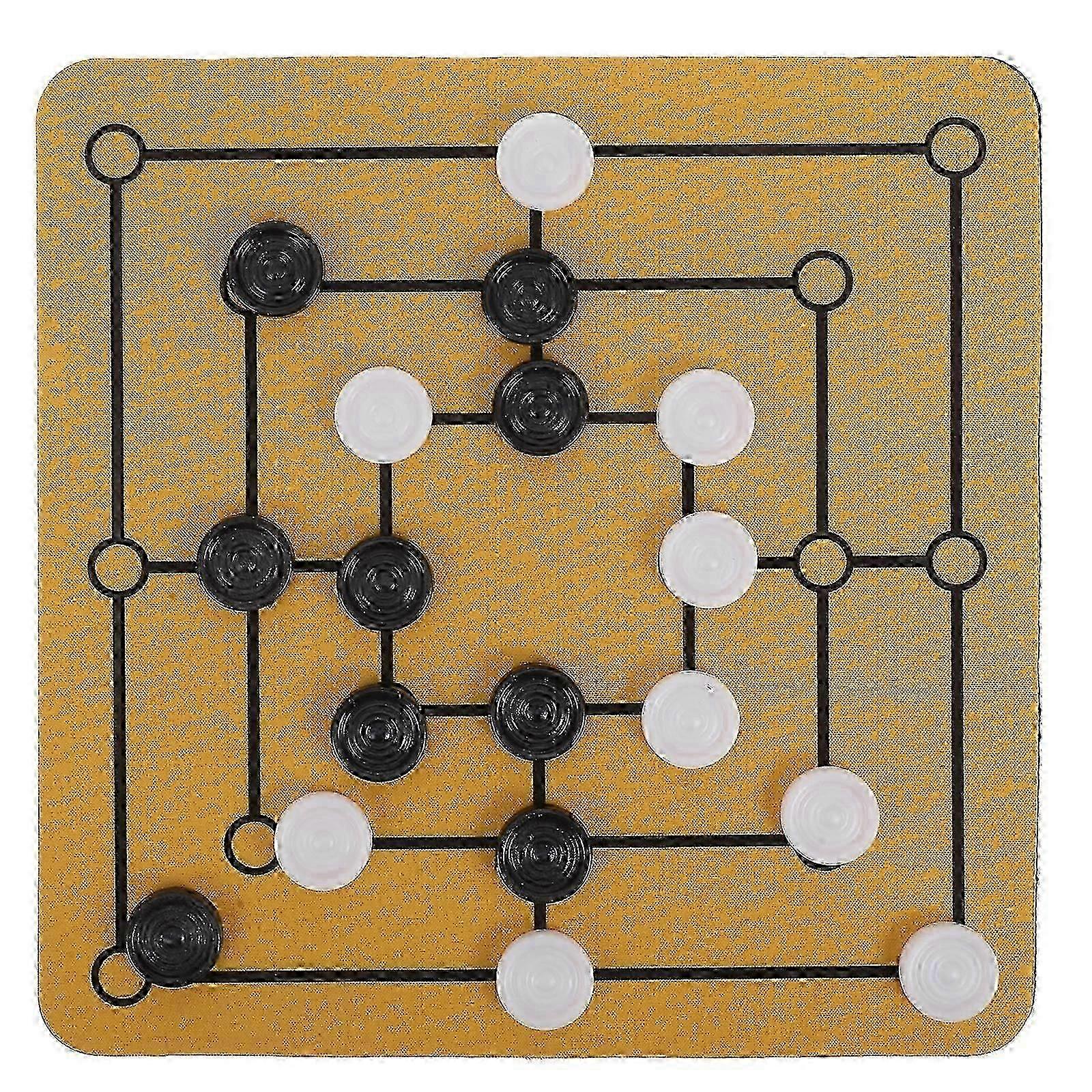 1 Set Portable Home Chess Board Game Nine Mens Morris Board Game Fa...