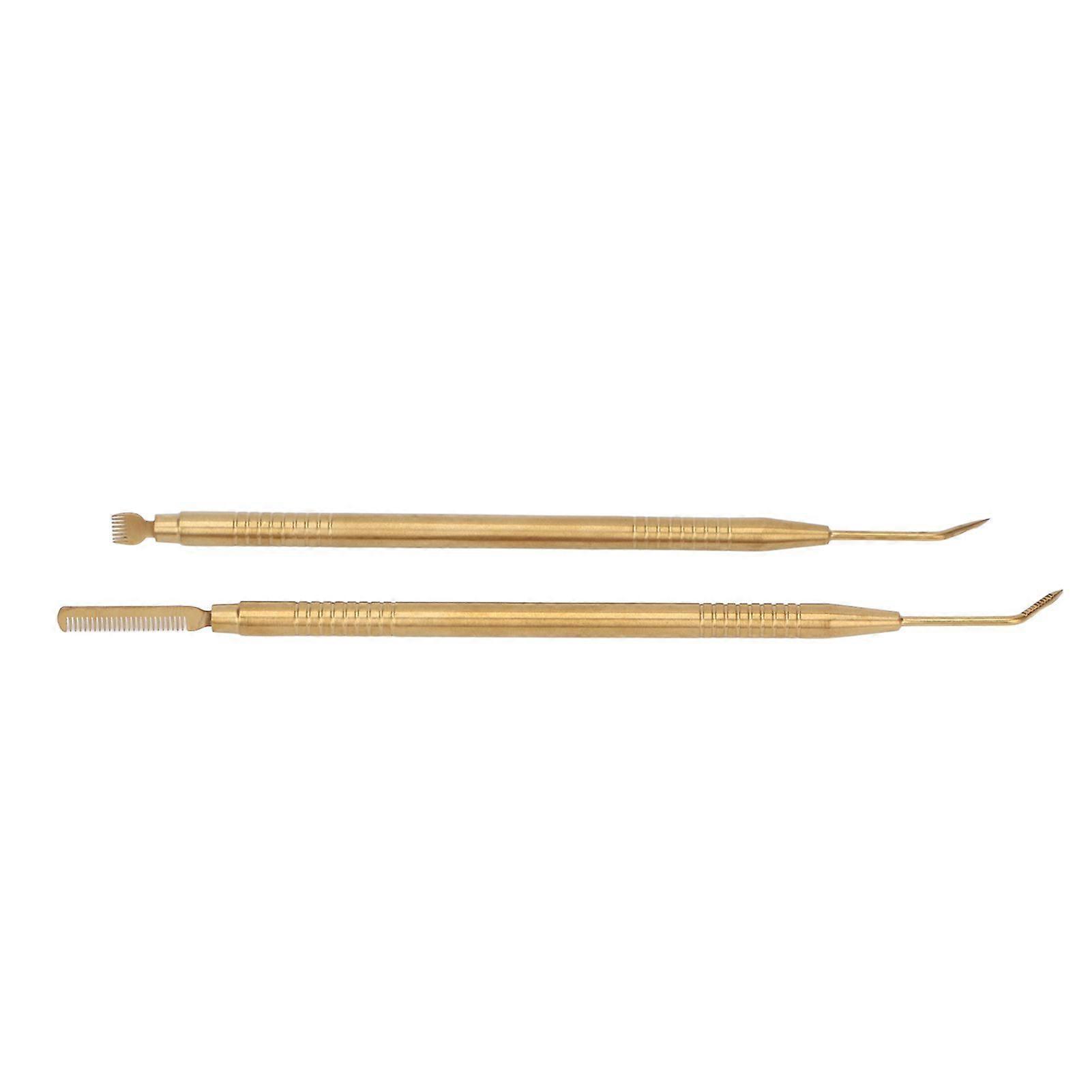 2pcs Eyelash Lift Separator Tools Double Headed Stainless Steel Lash Separation Rod with Comb Gold