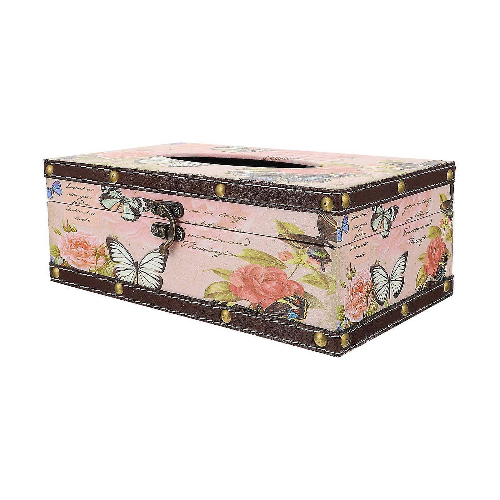 1 Pc Tissue Box Printed Tissue Container Delicate Napkin Box Tissue Holder