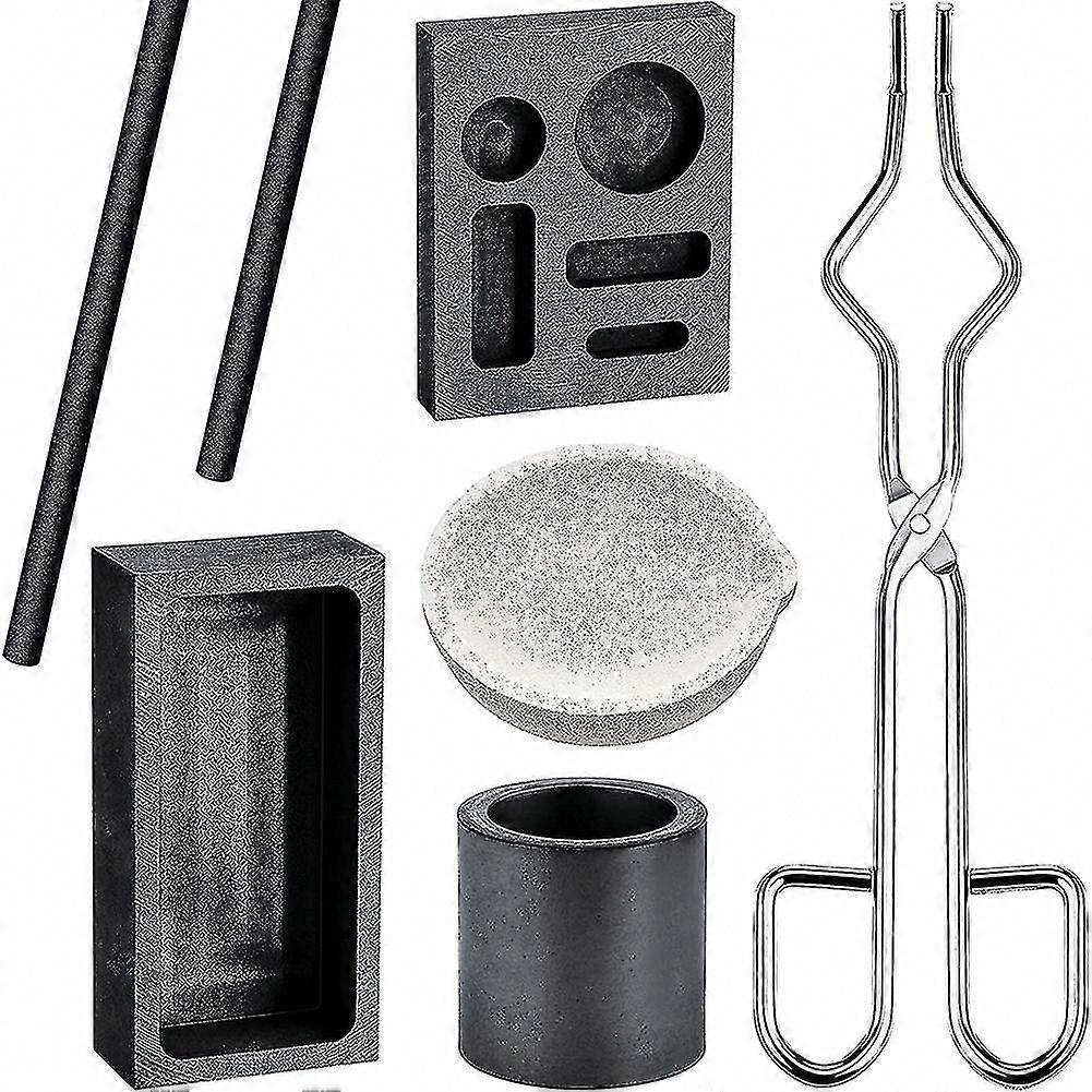 Graphite Torch Melting Casting Kit with 2 Graphite Crucibles, Stir Stick, Quartz Crucible, Cylindrical Graphite Mold for Metal Melting