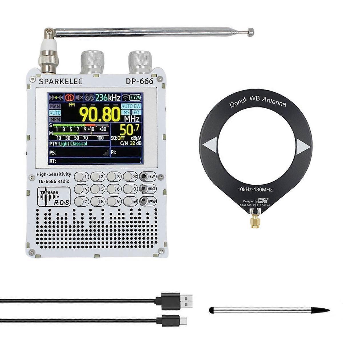 TEF6686 Radio DP-666 Hochempfindliches Vollband-UKW/LW/MW/SW-Kurzwellenradio ESP32 RDS 2,8 Zoll IPS-Touchscreen