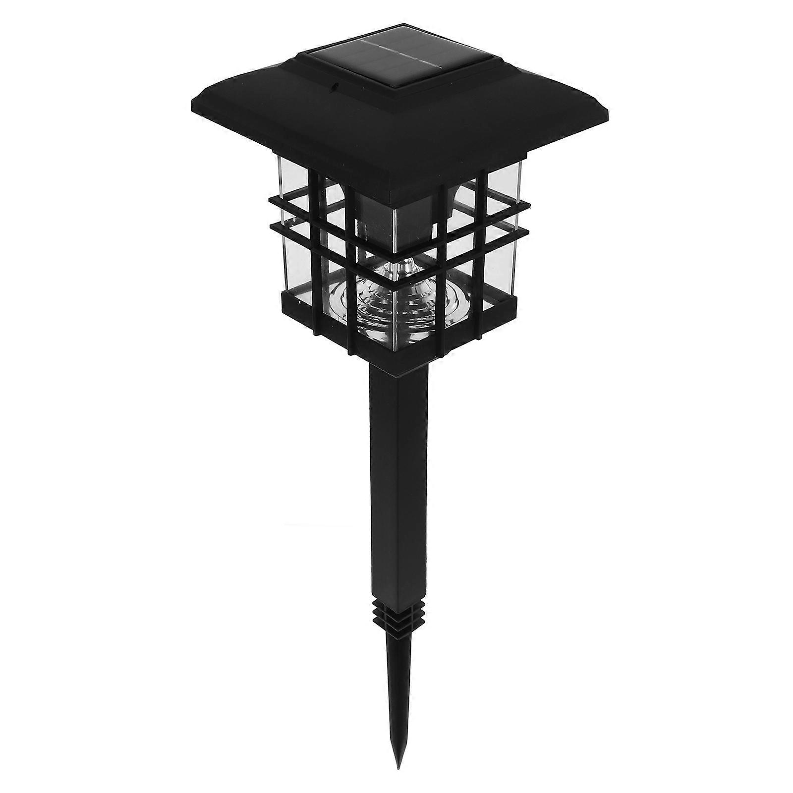2 in 1 Solar Powered Outdoor Lamp with Light Ground Plug Waterproof for Daily Use Black Warm Light
