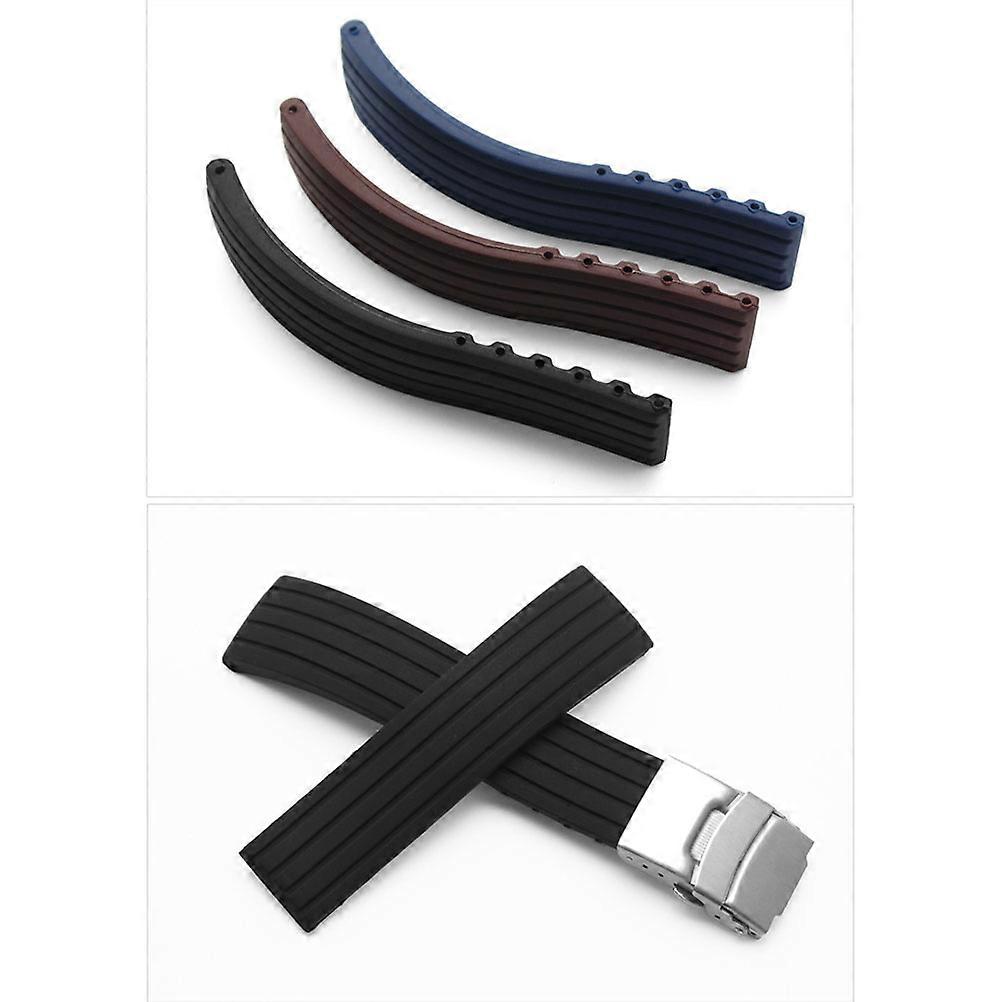Durable Silicone Watch Strap for Long-Time Use Black 22MM