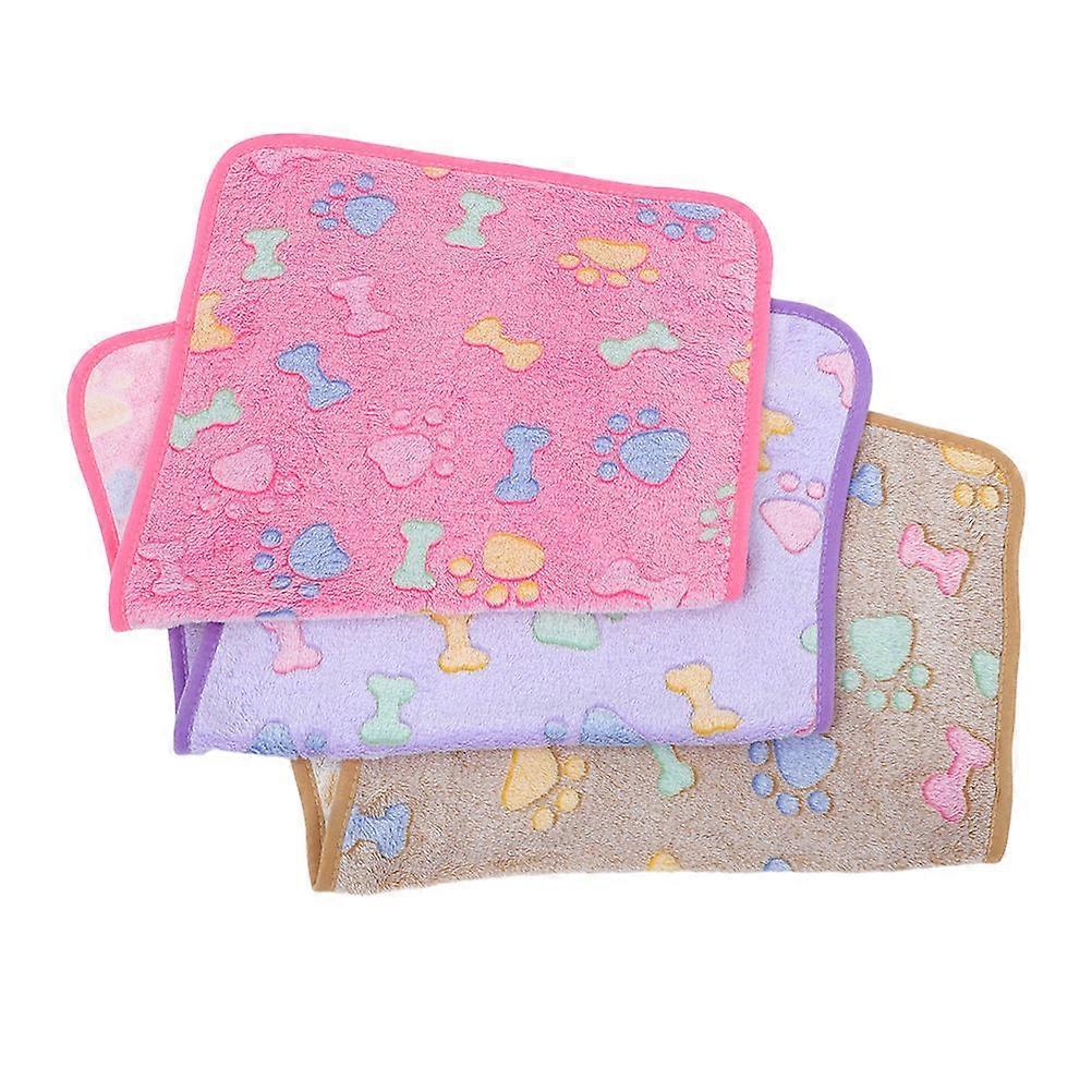 Soft Fleece Dog Blanket For Puppy And Kitten Comfort Warmth Machine Washable 76x52x0.5cm 3Pcs