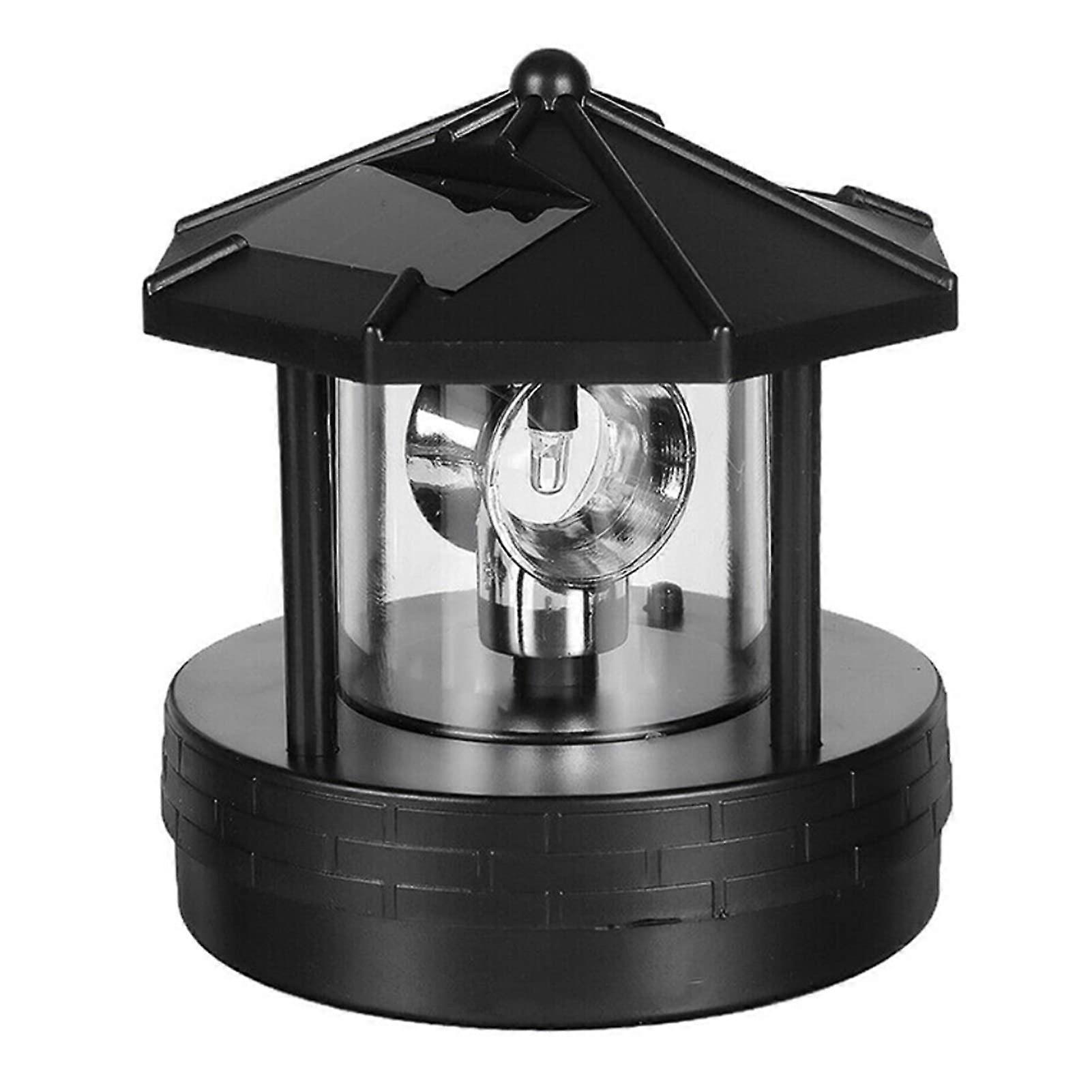 Solar Lighthouse LED Rotating Beacon Lamp, 360-Degree Rotation, Waterproof Outdoor Garden Light for Lawn and Patio
