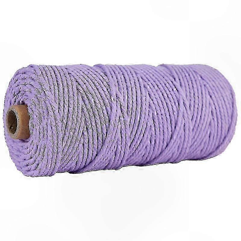 Natural Cotton Macrame Cord, 3mm x 100m, 4-Strand Twisted Beige Rope for Crafting