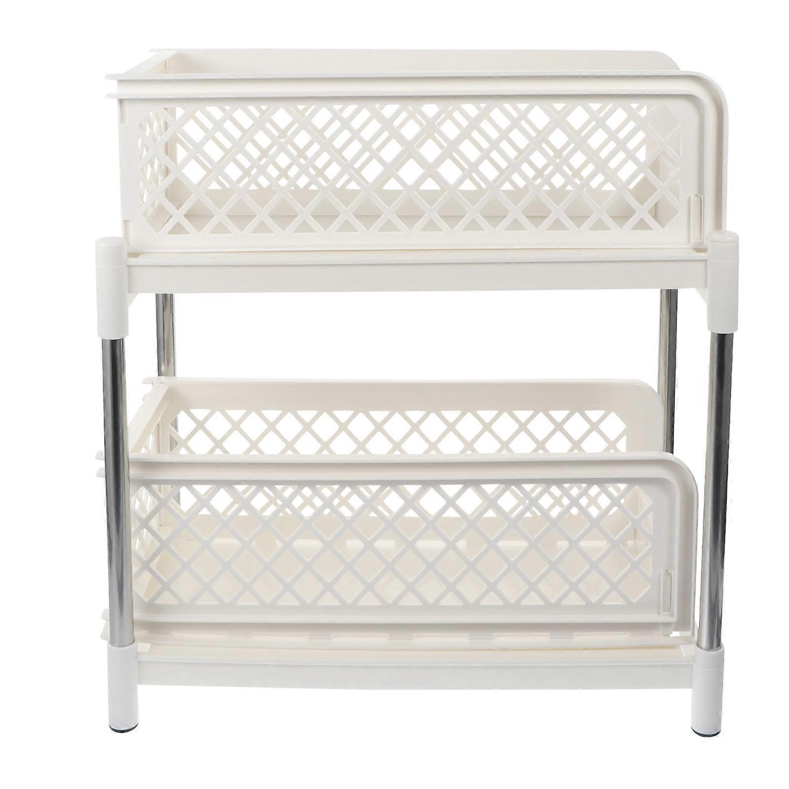 Drawer Type Storage Shelf for Storage Desktop Shelf White Plastic Material