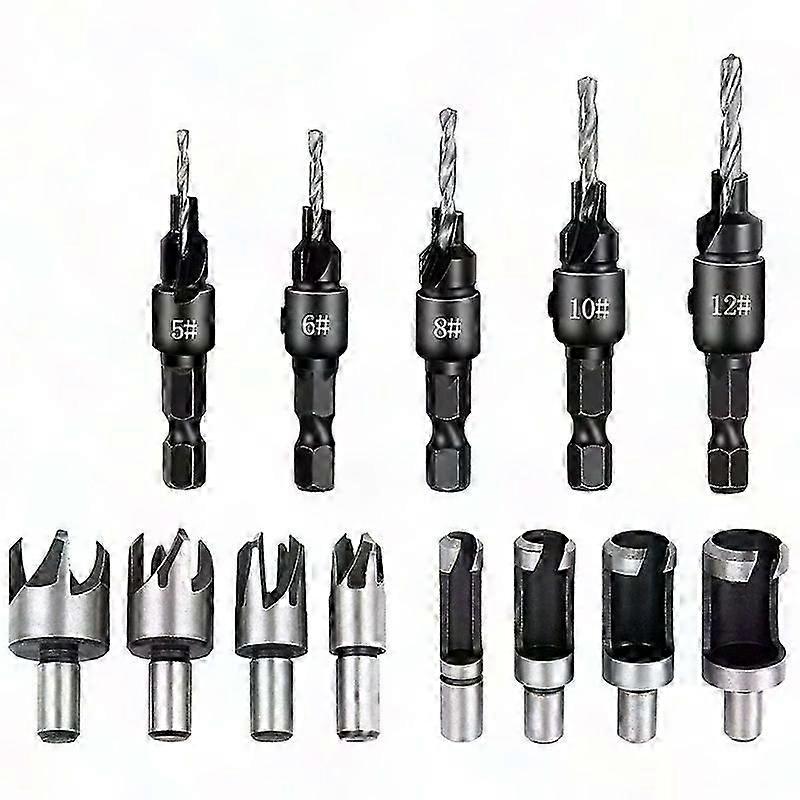 5-Piece Countersink Drill Bit Set for Woodworking, 8-Piece Countersunk Drill Bits