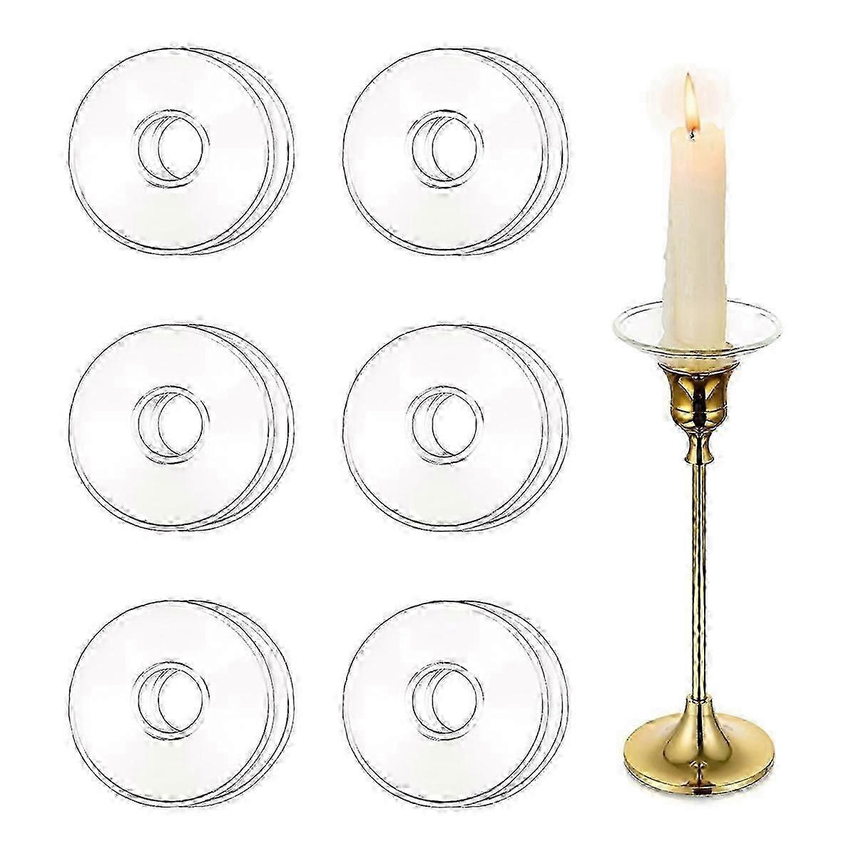 12-Piece Glass Bobeches, Candle Drip Protectors and Rings for Taper Candlestick Holders