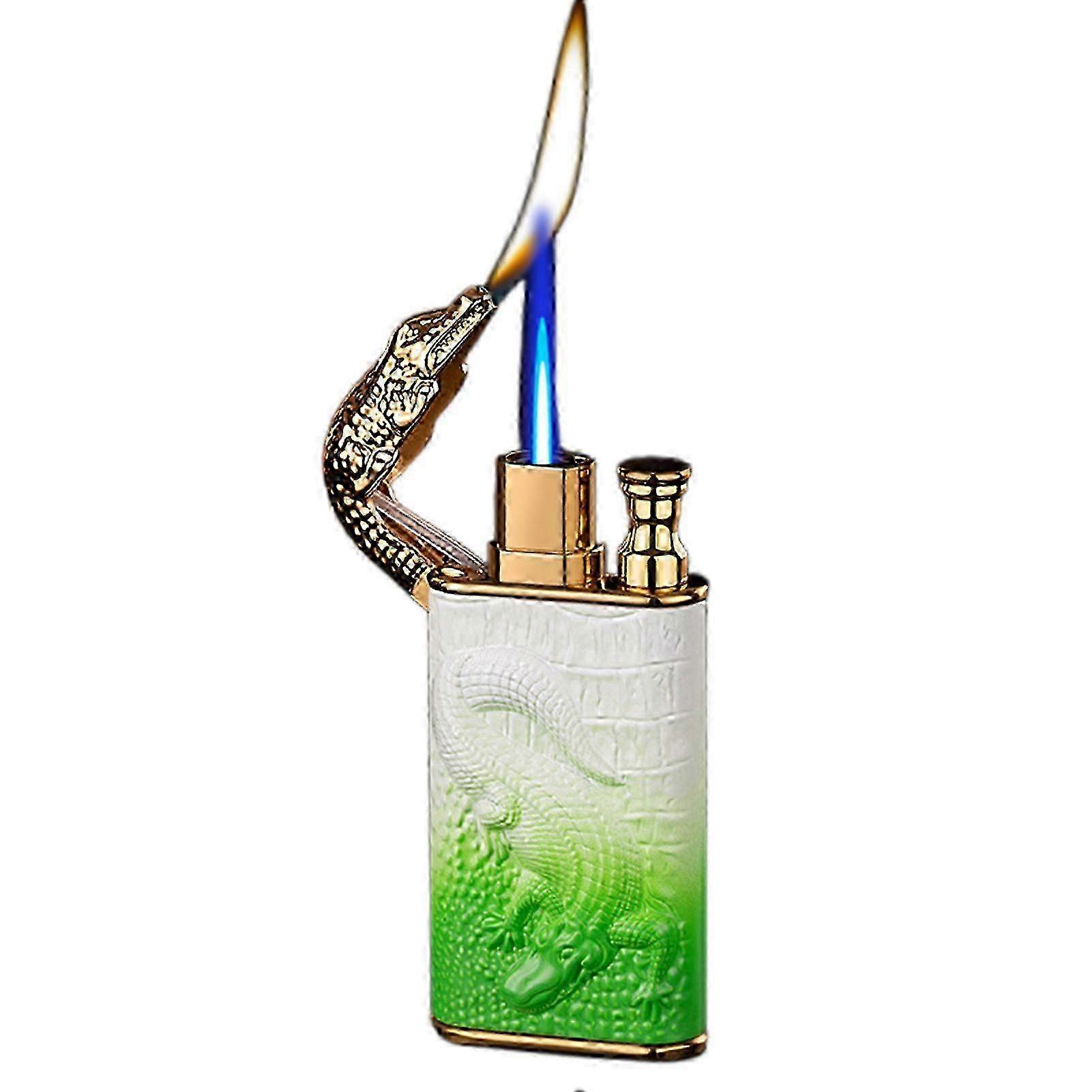 Crocodile-Relief Magics Dual Flame Lighter Multifunctional Refillable Butane Lighter Present For Men