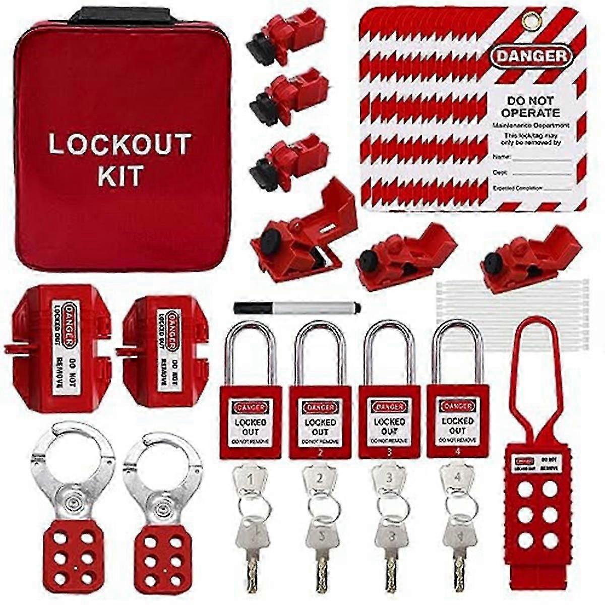 Lockout Tagout Kit,Clamp-On Circuit Breaker Lockout, Safety Padlocks, Lockout Tag,Universal Circuit Breaker Lockout