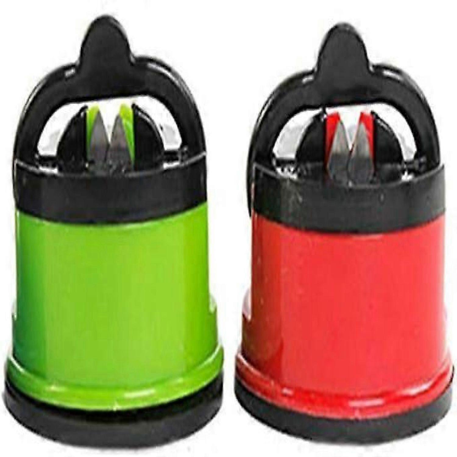 2 Pack Cup sharpener - Knife Sharpener, Kitchen Knife Sharpener with Suction Cup, Sharpens Dull Knives Quickly (Red + Green) One Size -HK908