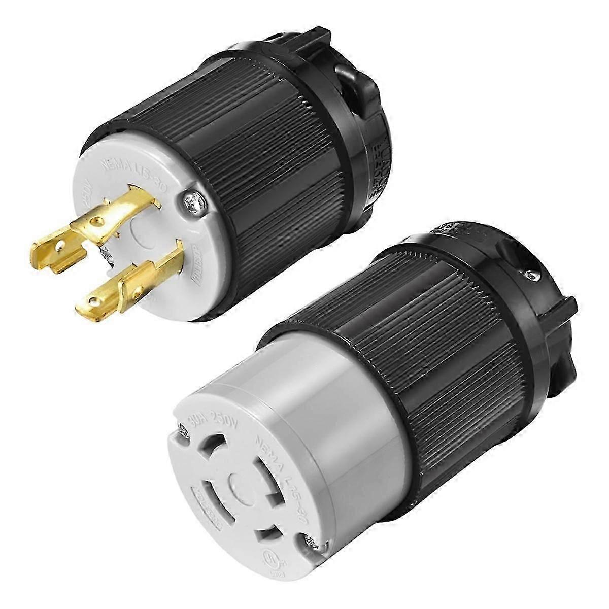 NEMA L15-30P/30C Male/Female Plug Connector ,30Amp,AC 250 Volt,3 Pole-4 Wire,Grouding,Twist Locking