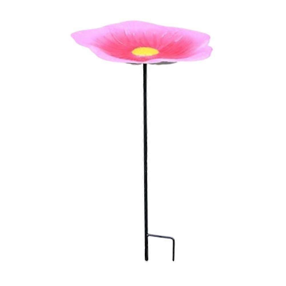 Morning Glory Bird Bath Bowl with Stake Metal Purple Flower Bird Feeder Tray
