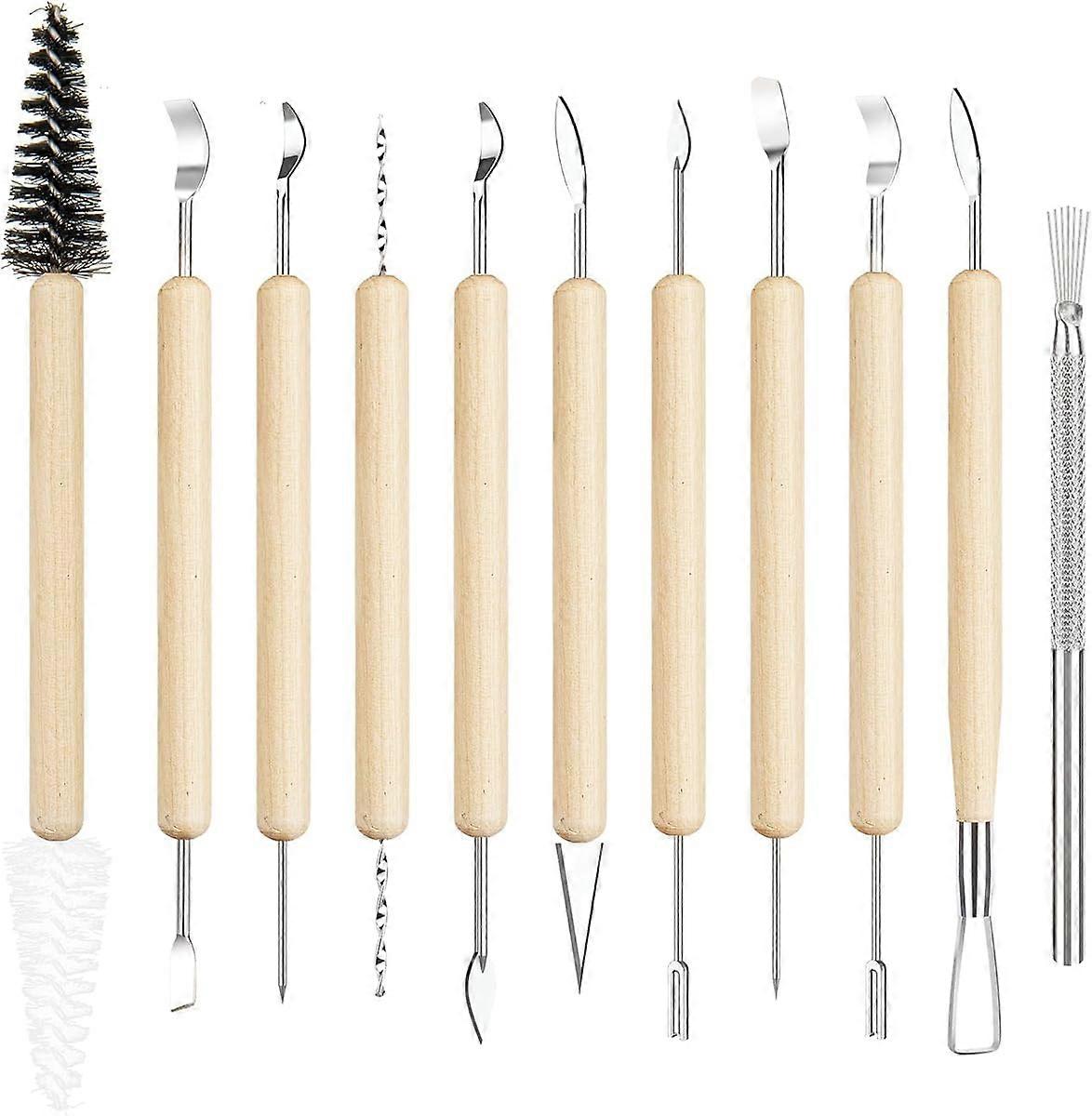 11PCS Wooden Clay Tool Set Double-Head Ceramic Modeling Tool
