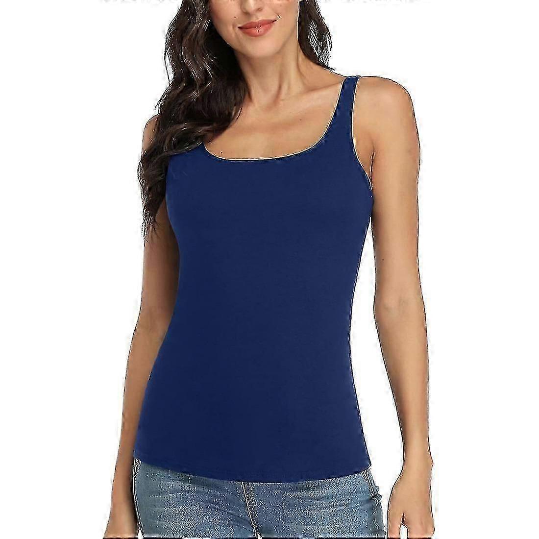 Women's Cotton Vest with Removable Padded Bra Adjustable Wide Straps Basic Inner Camisole