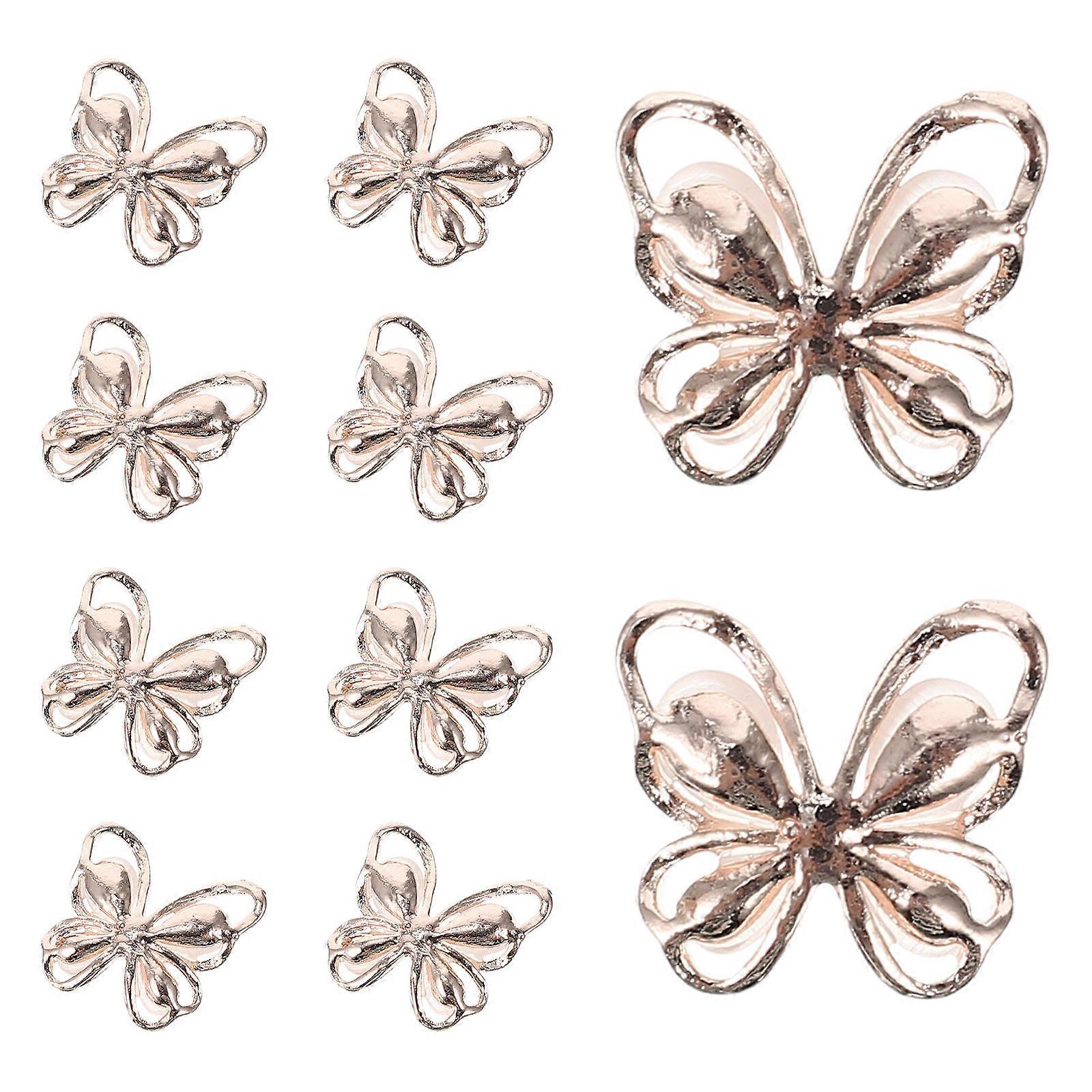 Nail Butterflies Patch 10Pcs Decorative Art For DIY Lovers Professional Use With Stylish Rose Gold Finish
