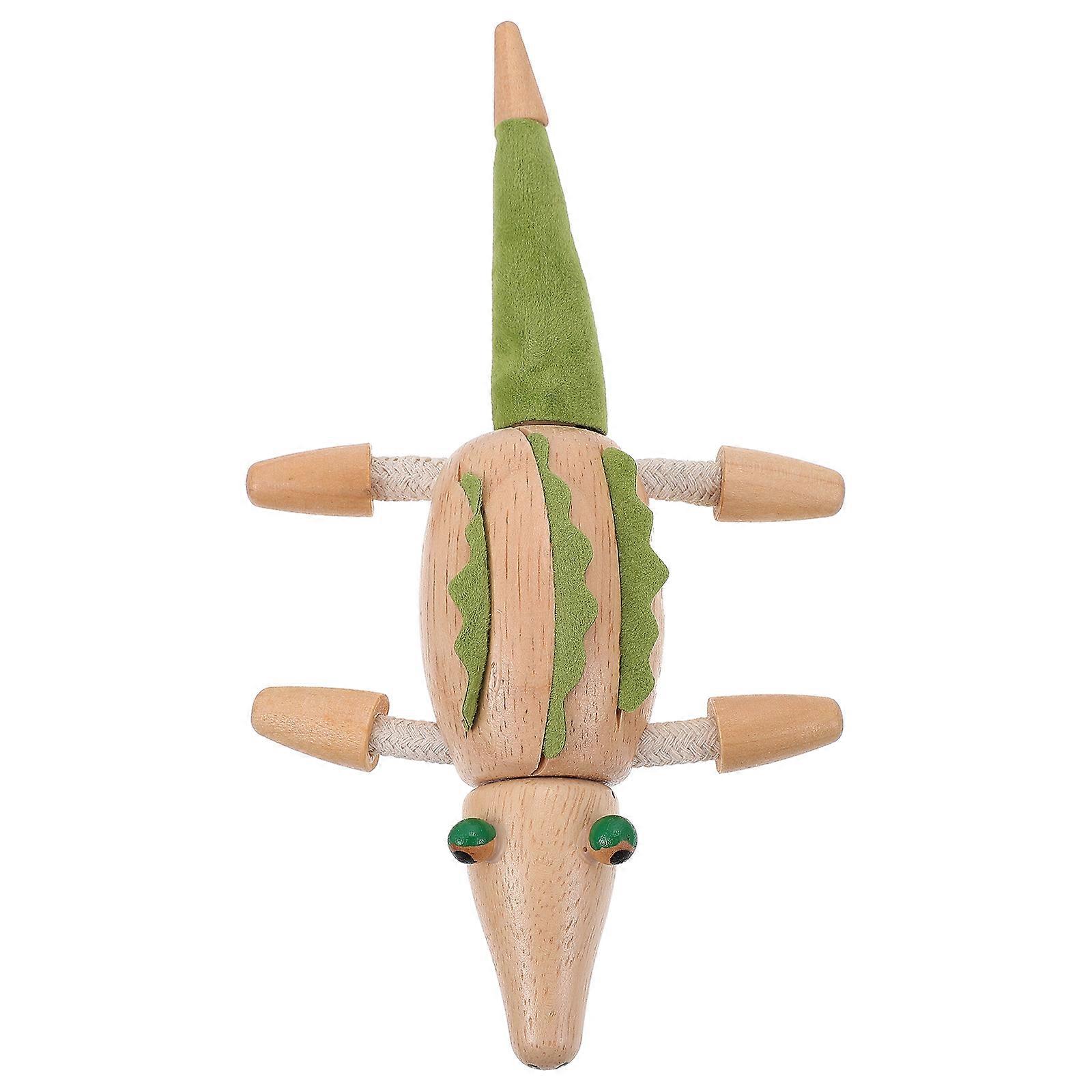 Wooden Crocodile Modeling Adornment for Home Decor 1Pcs