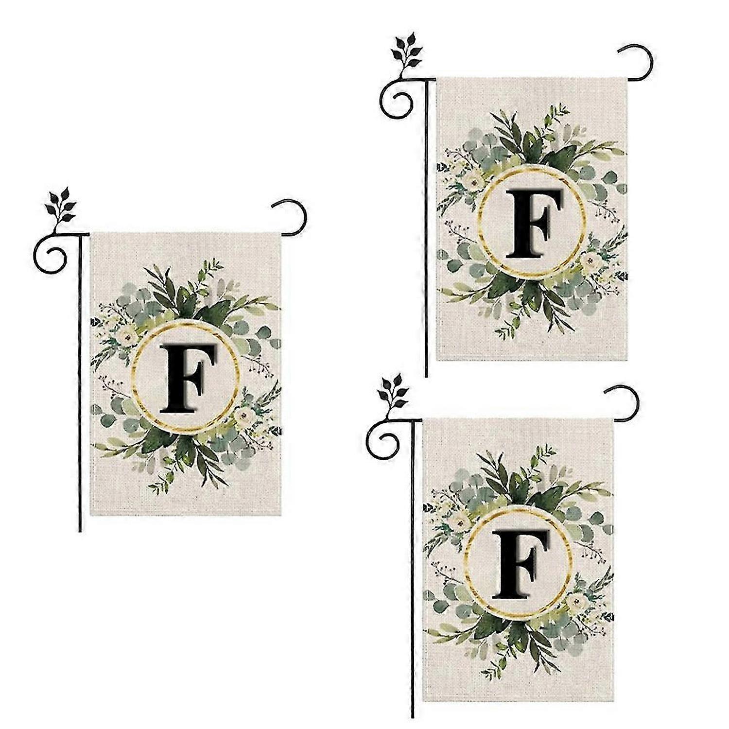 F Linen Garden Flag Double Layer Double Sided Letters