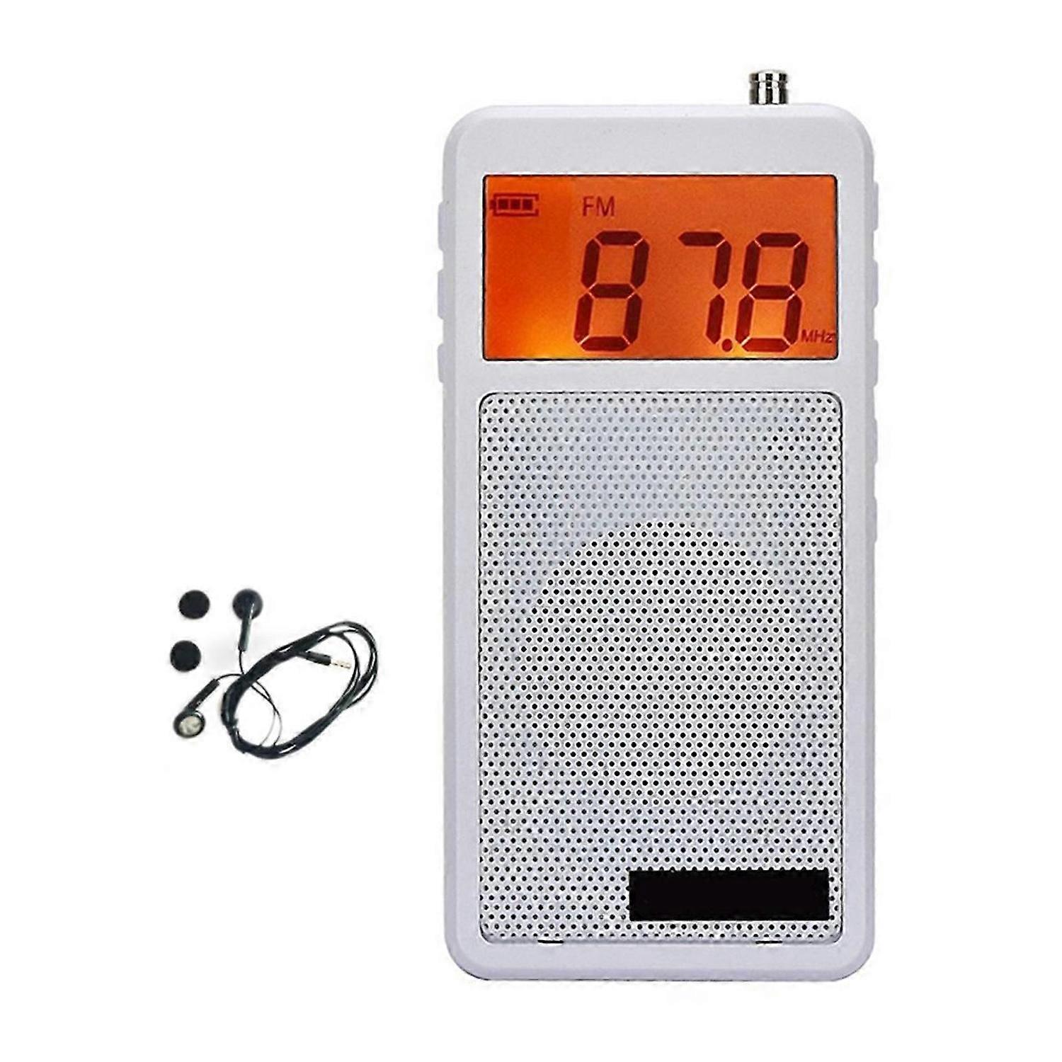 Mini FM/AM Radio with LCD Display Full Range Speaker Support Clock Sleep Timer Portable Pocket Radio