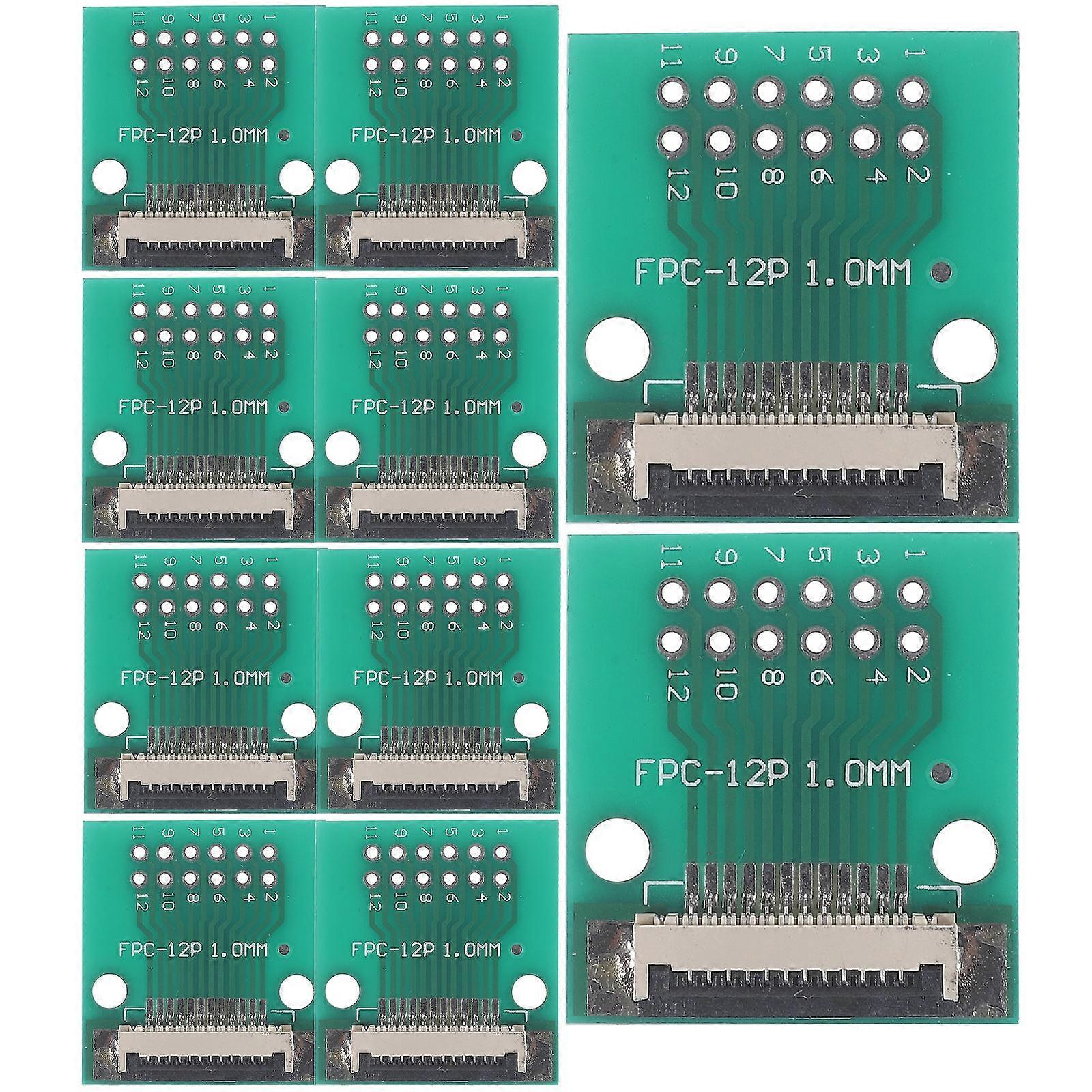 Flat Cable Converter 10P FPC Converter Board Green 2.60X2.40X0.40CM Connection and Conversion of Electronic Devices 10Pcs