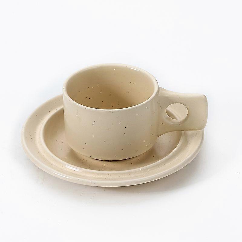 Solid Glazed Stipple Ceramic Coffee Cup with Saucer Set