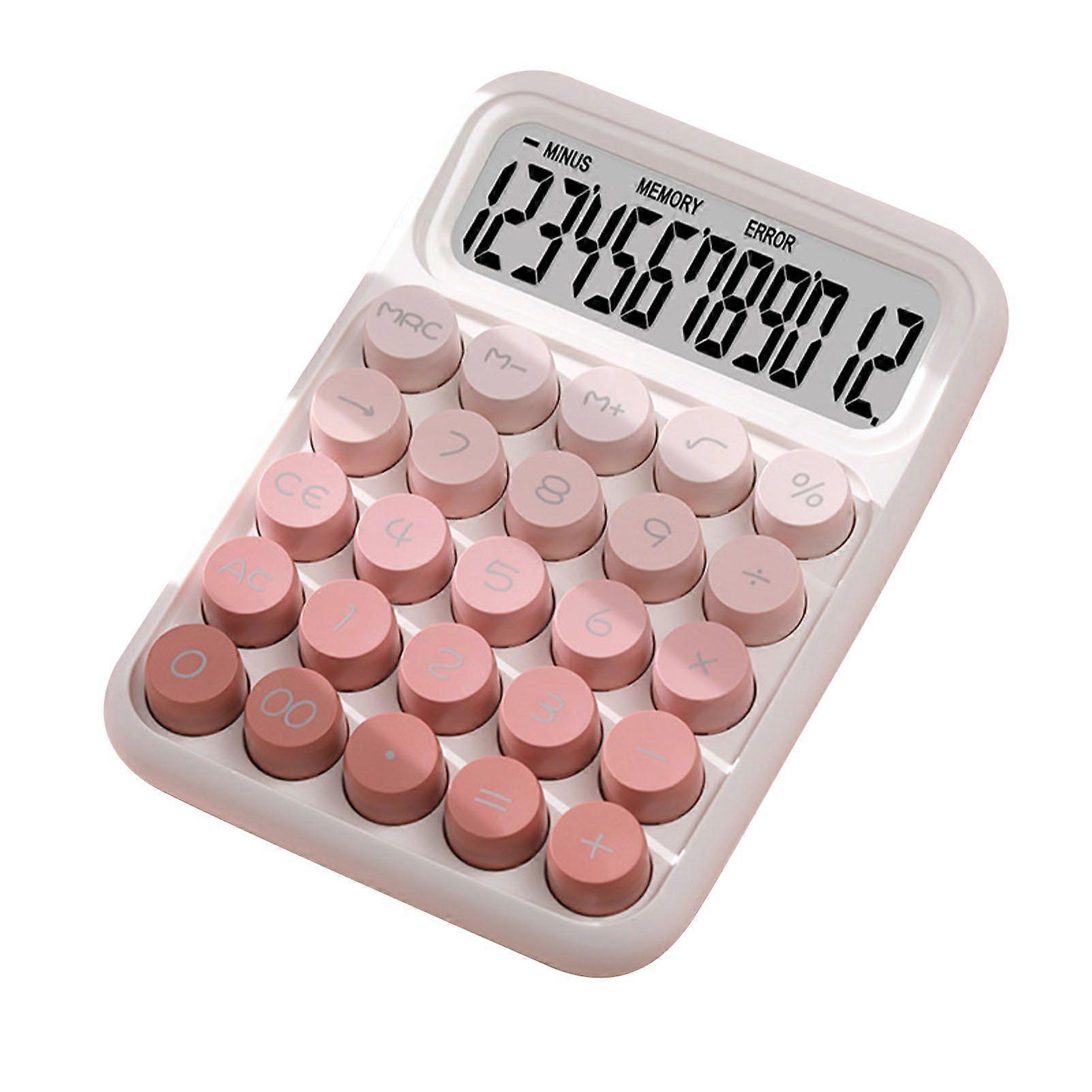 Cute Calculator 12 Digit Large Button Clear Display Screen Stylish Calculator for Student Accountant Pink