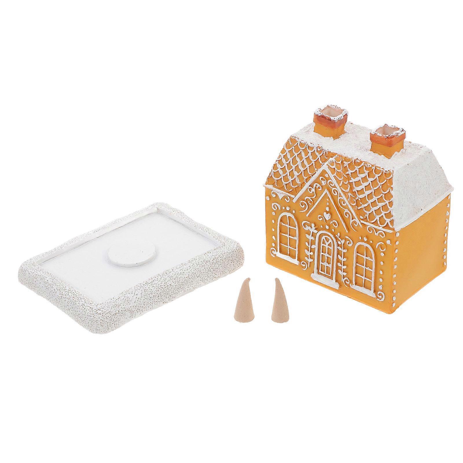 Resin Gingerbread House Incense Cone Holder for Home Use 4Sets
